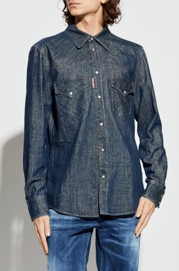 Dsquared2 BNWT AW25 DSQUARED2 LUREX THREAD DENIM SHIRT 48 Size US M / EU 48-50 / 2 - 1 Thumbnail