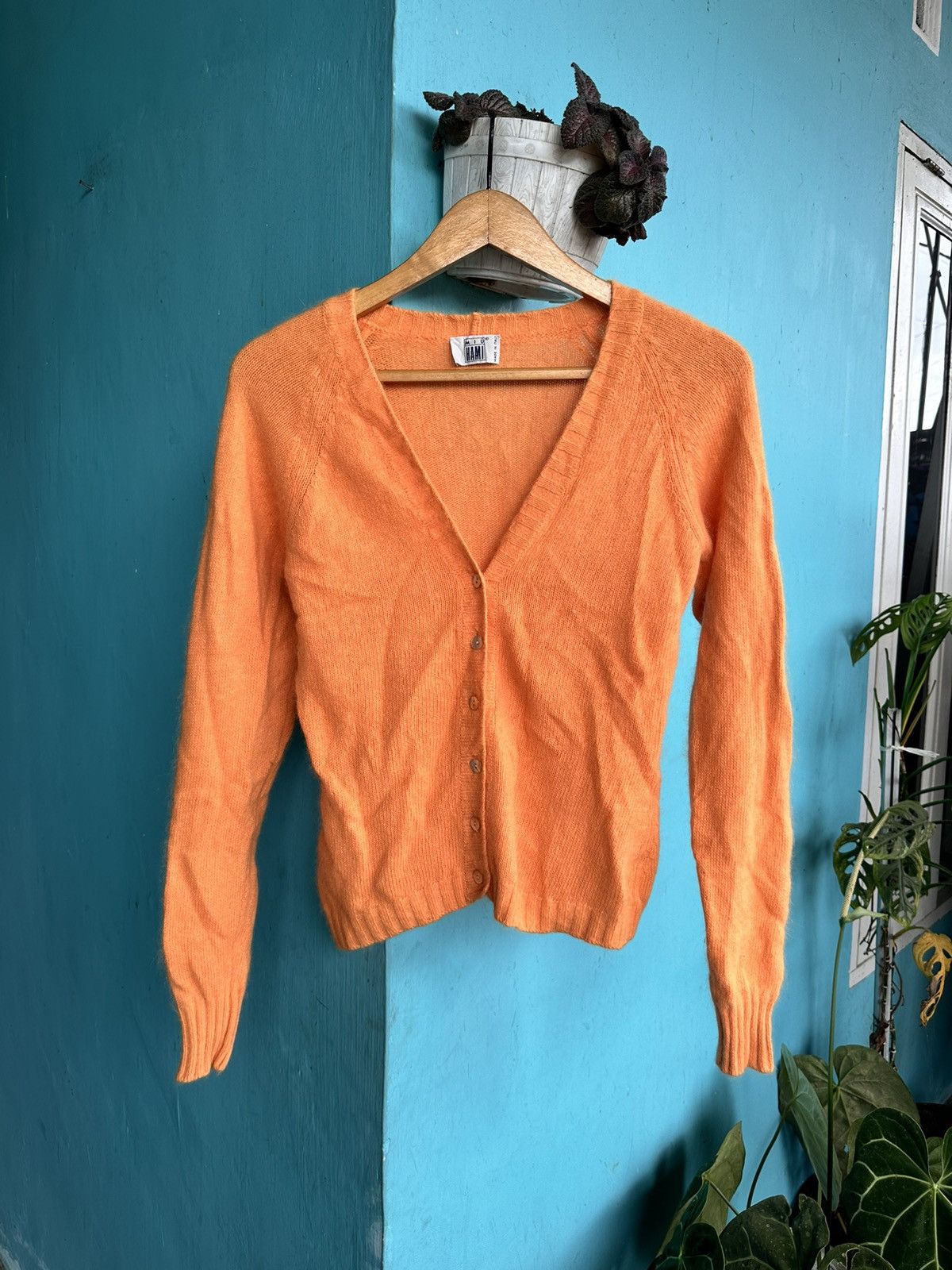 Image of Miu Miu Vintage Miu Hami Cardigan Knitwear in Orange, Women's (Size Small)