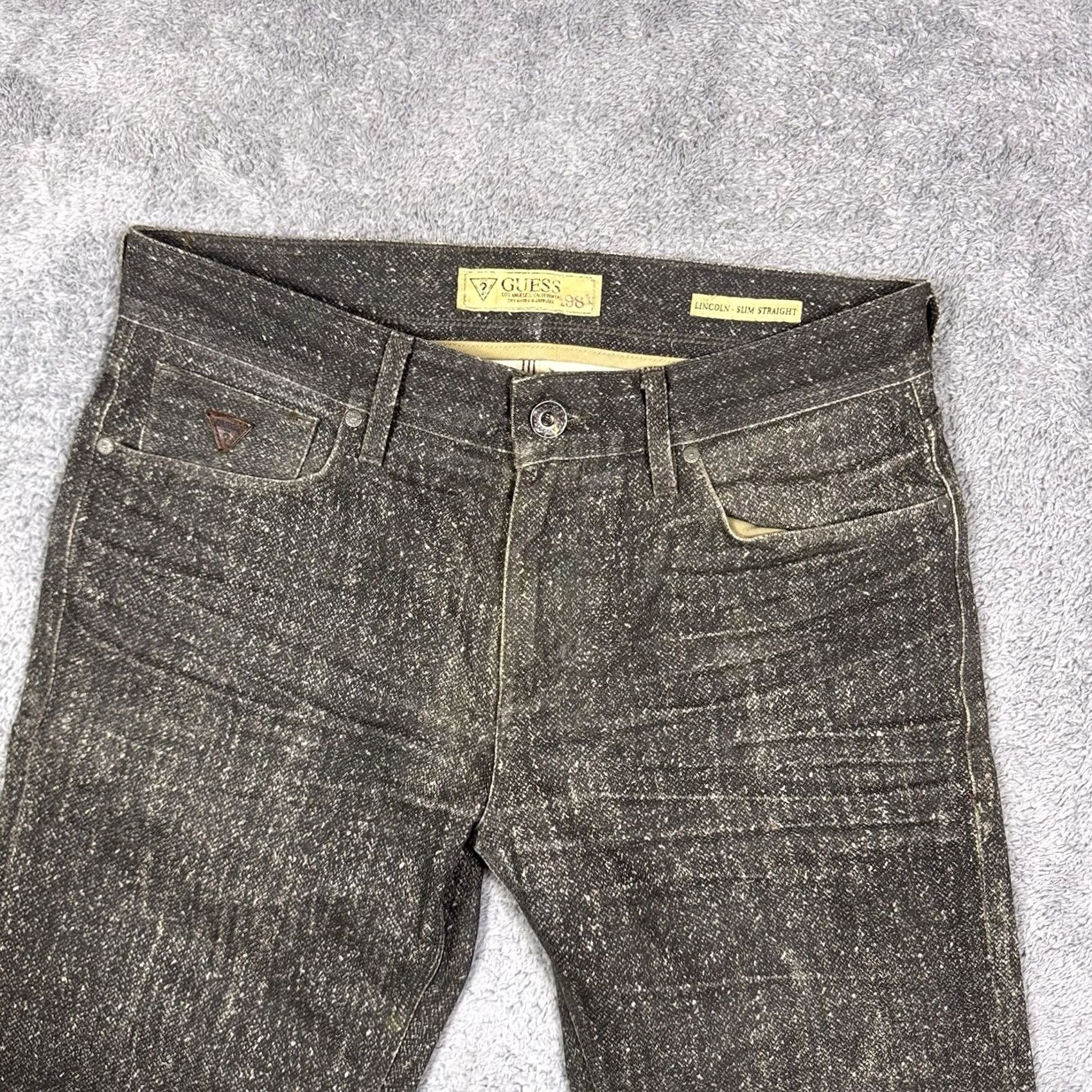 Guess GUESS Jeans Mens 33 Brown Lincoln Men 33x33 Slim Straight Whisker Snakeskin Wash Grunge Size US 33 - 2 Thumbnail