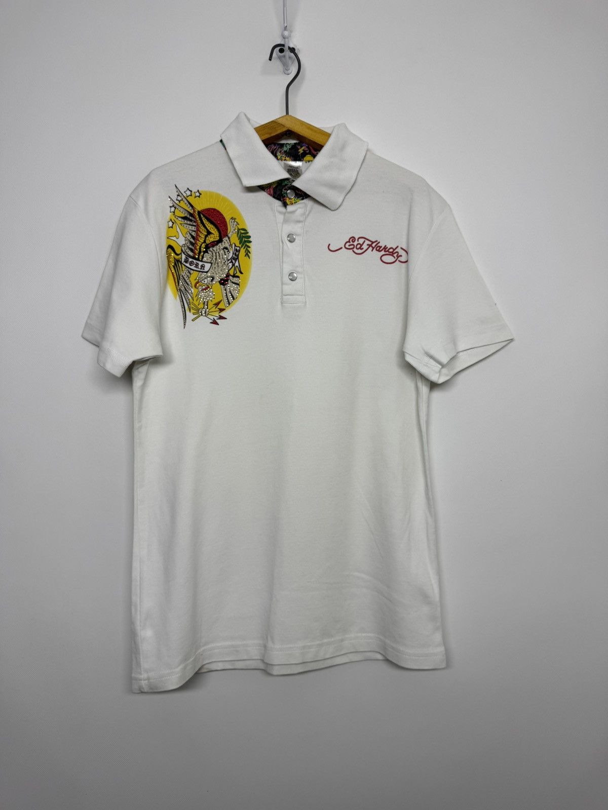 Ed Hardy Ed Hardy Big Logo Polo Shirt Rhinestones Drip Swag y2k Size M / US 6-8 / IT 42-44 - 1 Thumbnail
