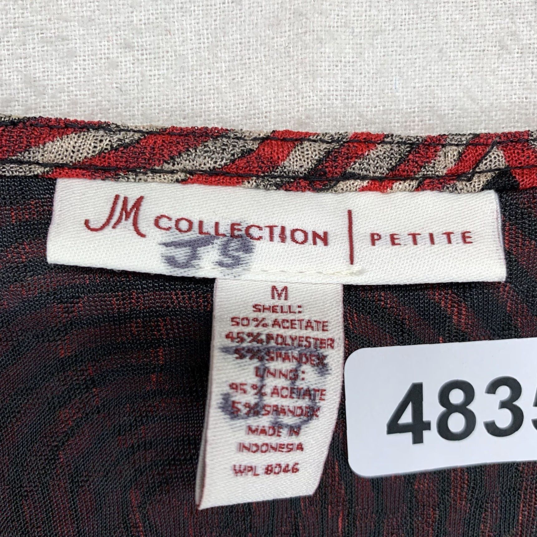 JM Collection JM Collection Womens Blouse Shirt Top Circle Ring Front V-Neck Long Sleeve Petite Medium Red Geometric Pattern Pullover Casual Party/Cocktail Womens Size M / US 6-8 / IT 42-44 - 3 Thumbnail