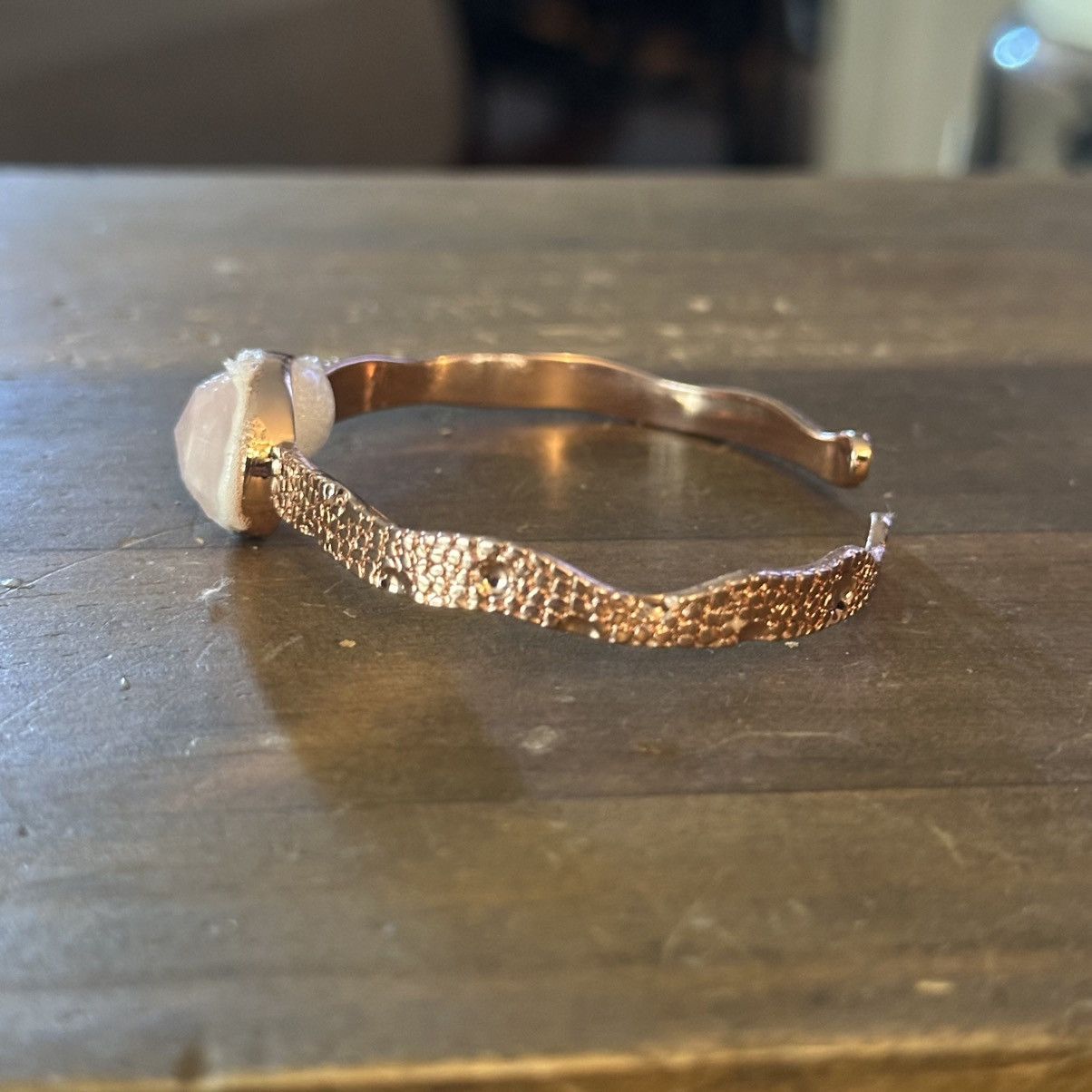Other Rose gold rose quartz cuff bangle bracelet Size ONE SIZE - 5 Thumbnail