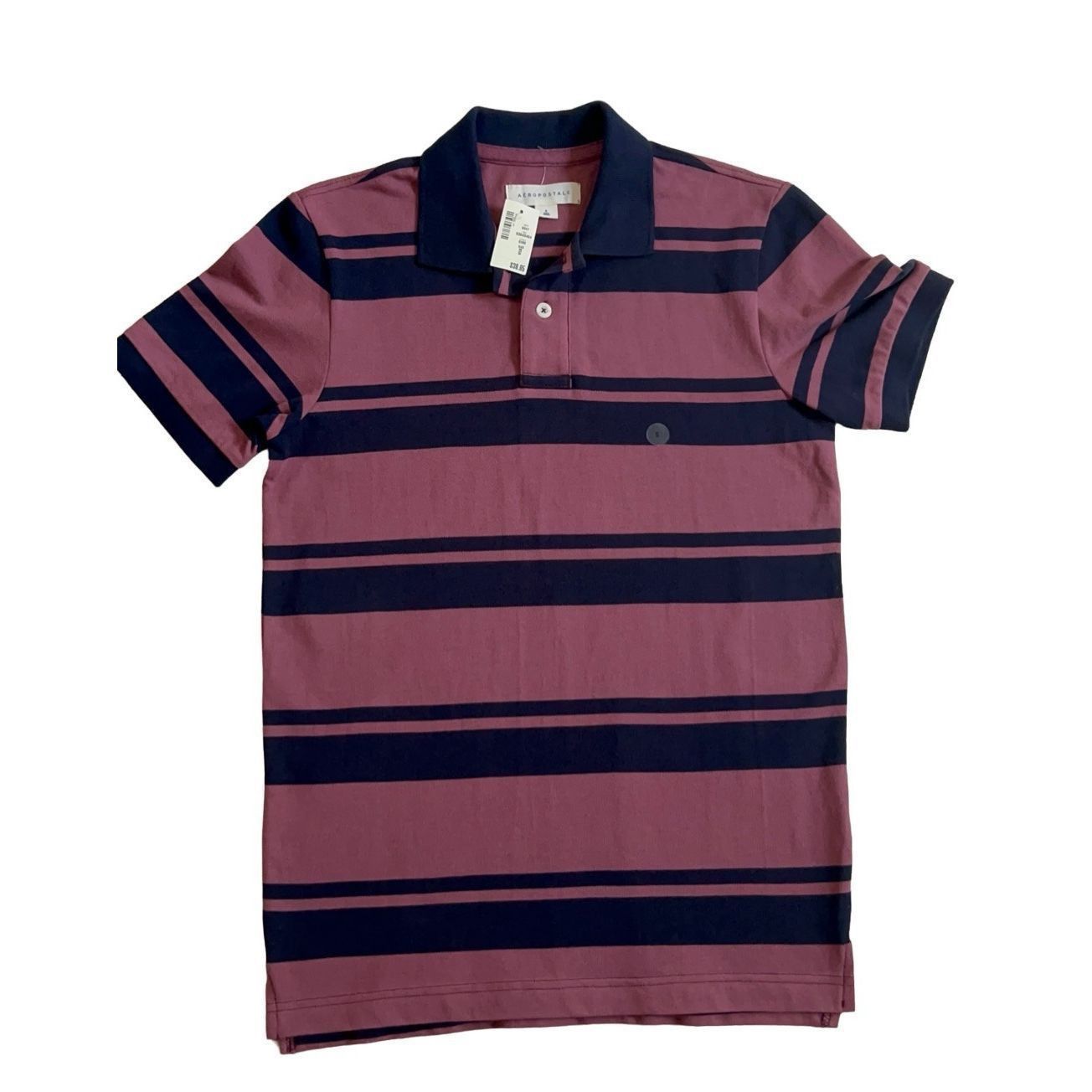 Aeropostale Men's Aeropostale Burgundy & Black Striped Polo Shirt Size S Size US S / EU 44-46 / 1 - 1 Thumbnail