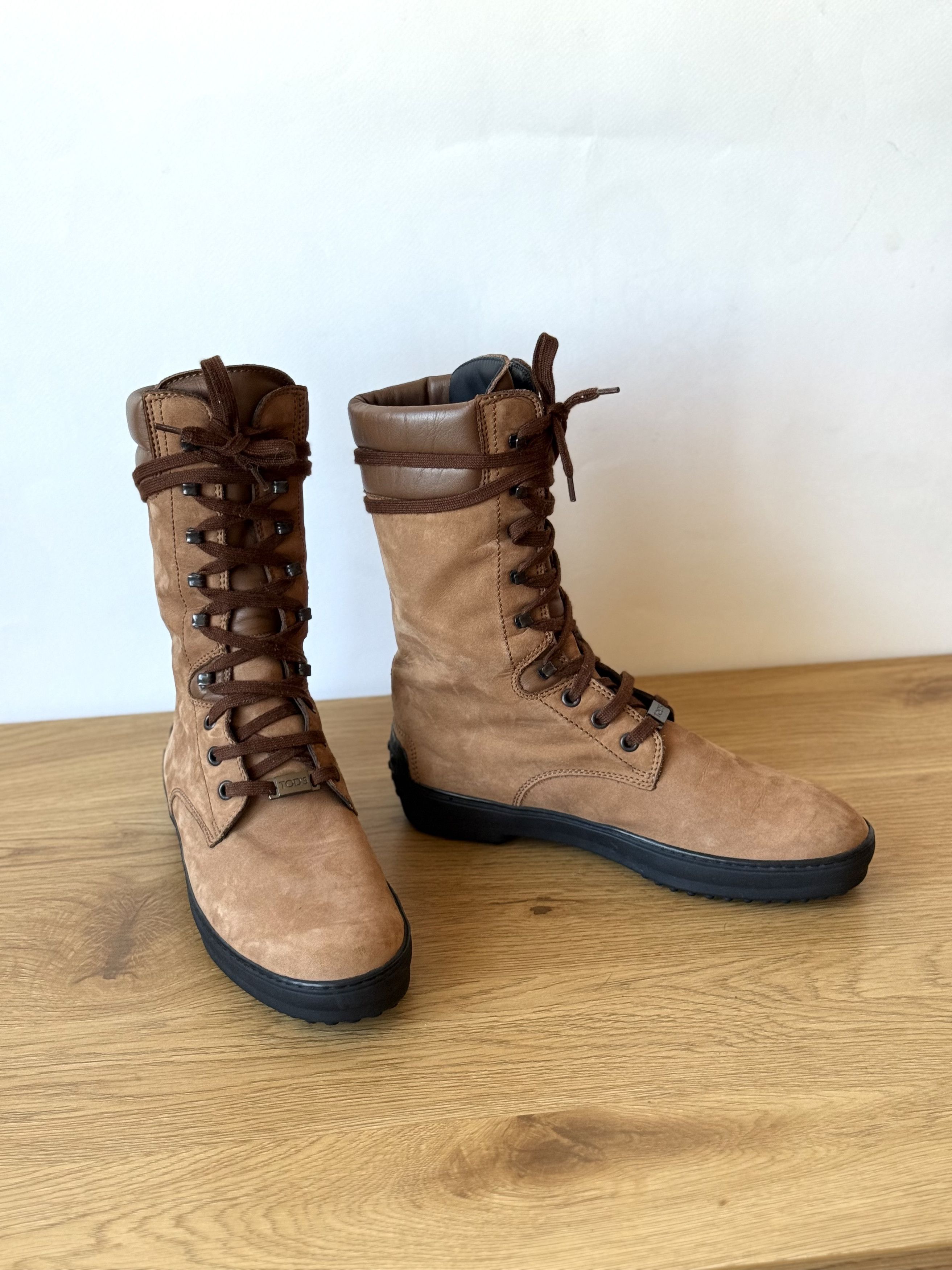Tod's Tod's Mid Calf Brown Leather Lace Up Boots EU37 Size US 7 / IT 37 - 2 Thumbnail