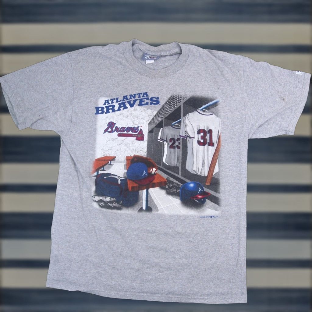 Lee VINTAGE Lee Sport Atlanta Braves Mens T-Shirt L Gray Locker Room Graphic Shirt Mens Size US L / EU 52-54 / 3 - 1 Thumbnail