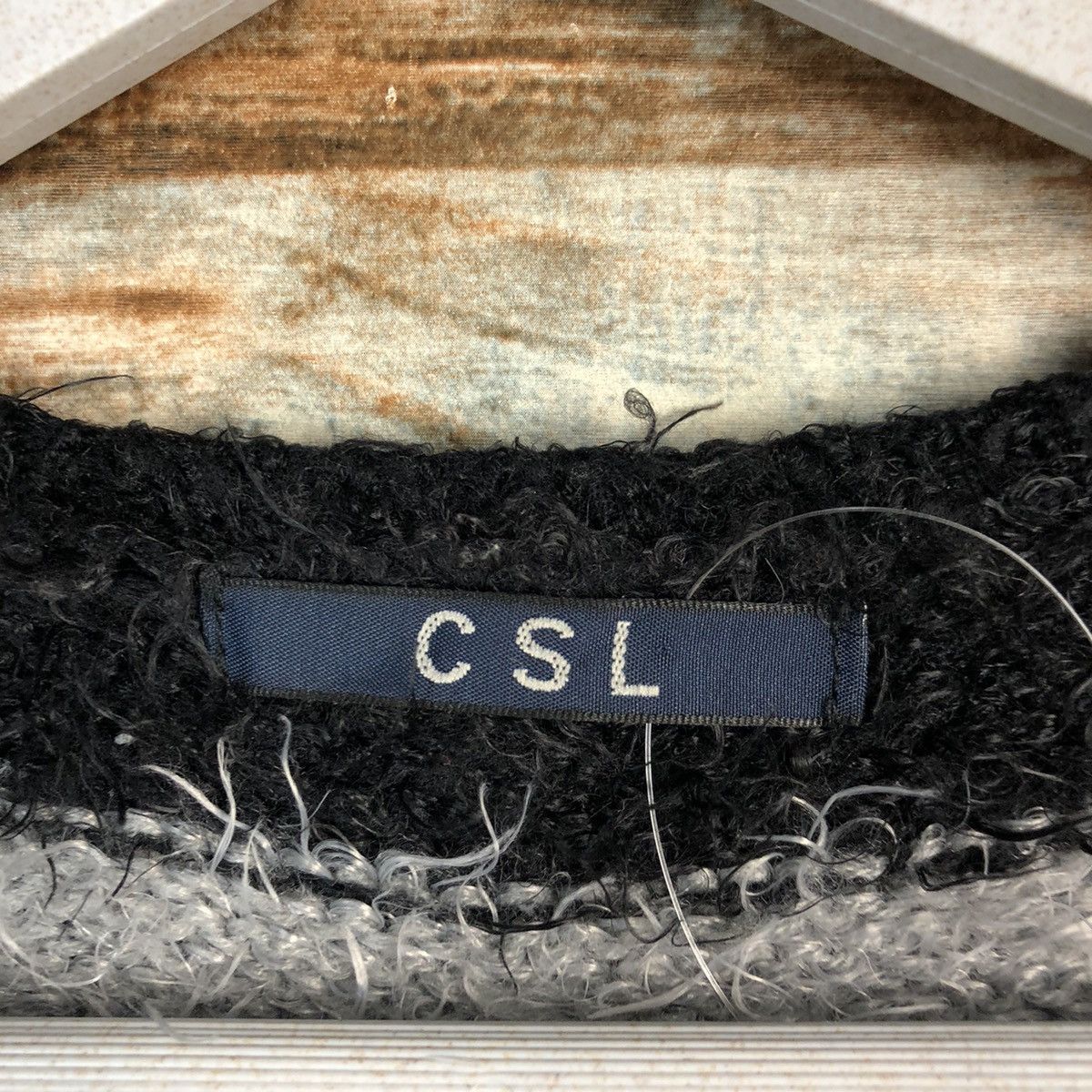 Japanese Brand CSL Stripe Grey fur mohair Black Vest Knitwear #A1609 Size L / US 10 / IT 46 - 12 Thumbnail