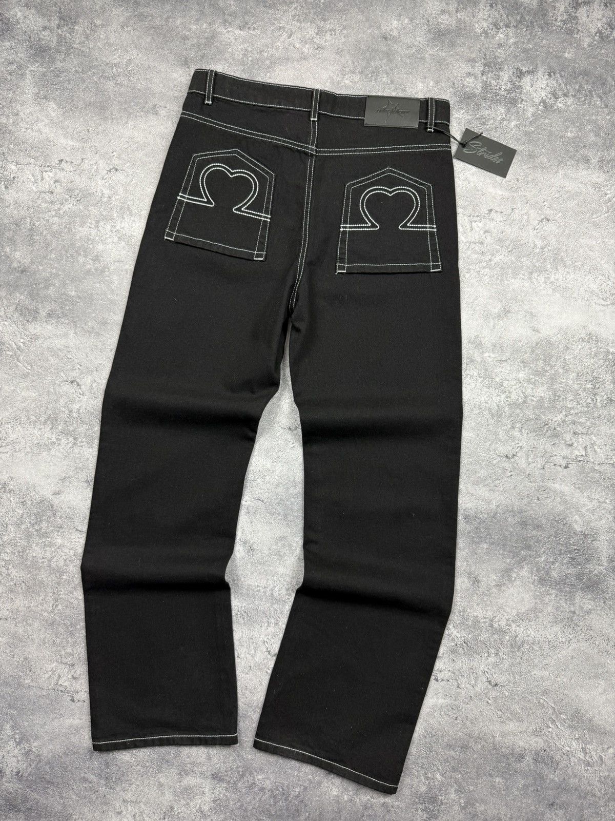 Japanese Brand Strides Baggy Jeans Denim Pants Black Y2K Skater Streetwear Size US 32 / EU 48 - 20 Thumbnail