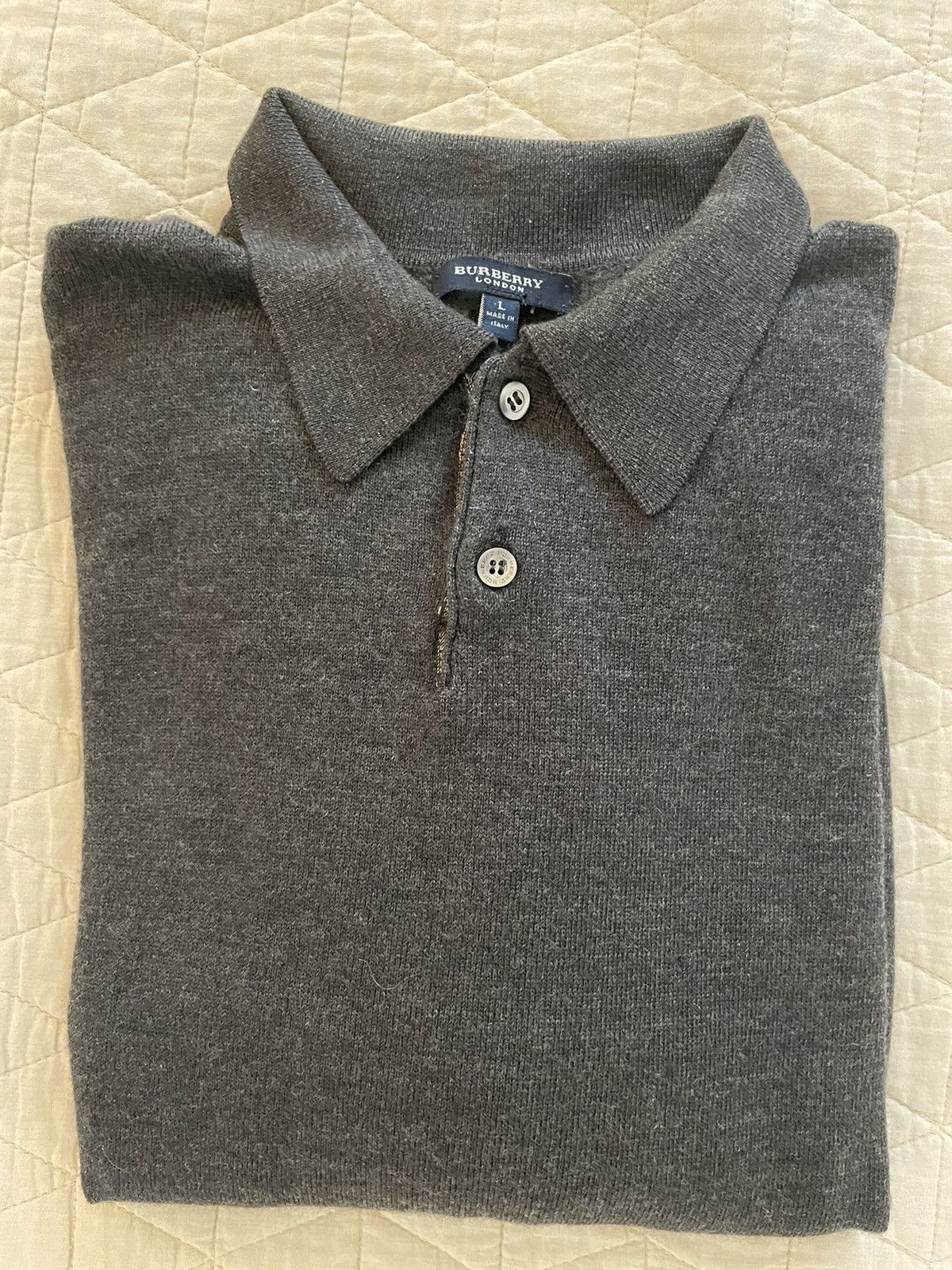 Contrast Nova Check Placket Wool Sweater Polo Sweater