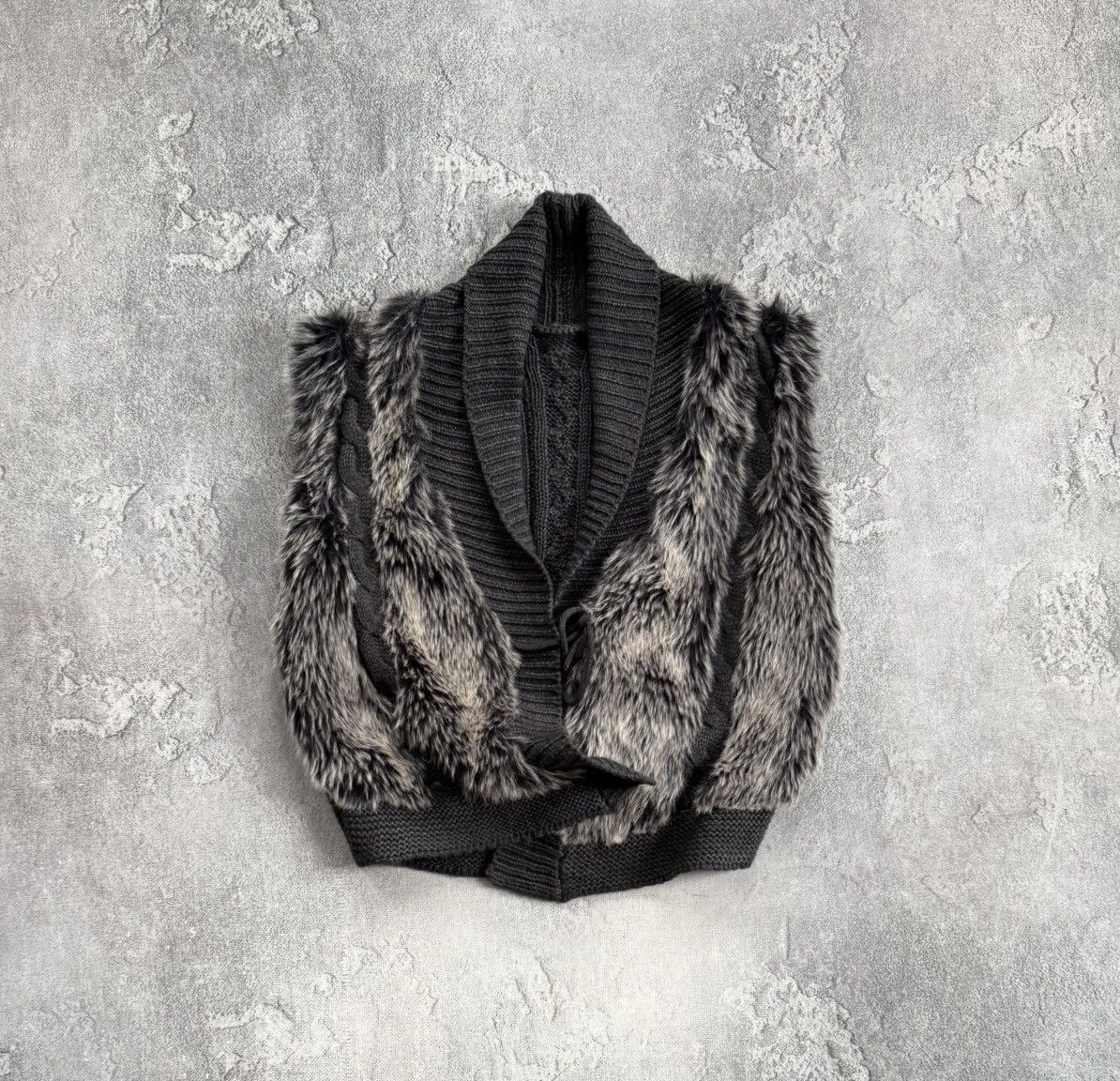 If Six Was Nine Retro Vest faux fur sweater sleeveless jacket Y2K L.G.B. Size XL / US 12-14 / IT 48-50 - 1 Thumbnail