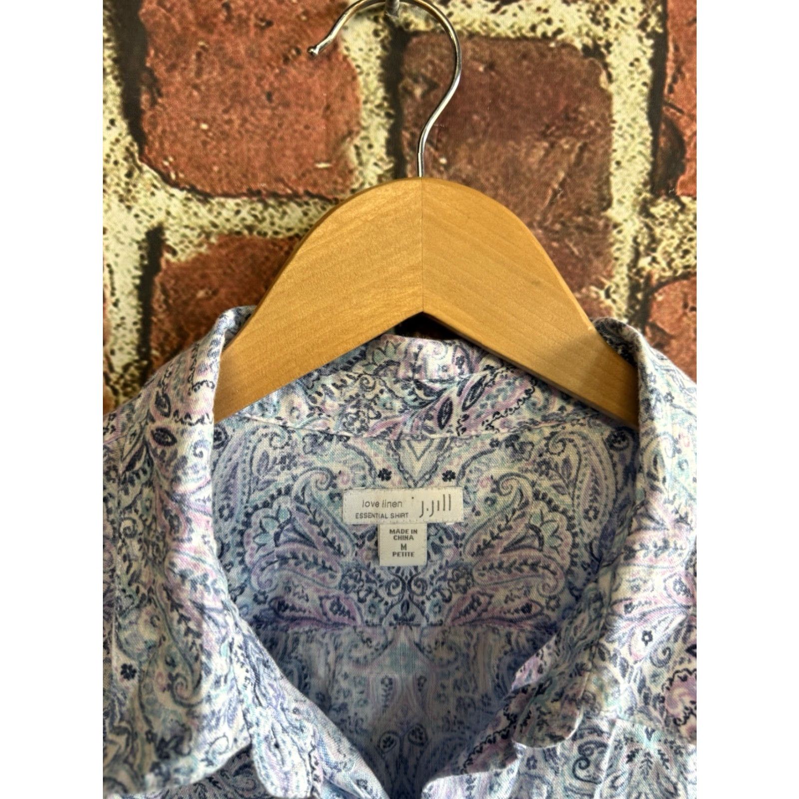 J. Jill J. Jill Button-Up Shirt Womens Linen Long Sleeve Blue Paisley M Size Size M / US 6-8 / IT 42-44 - 3 Thumbnail