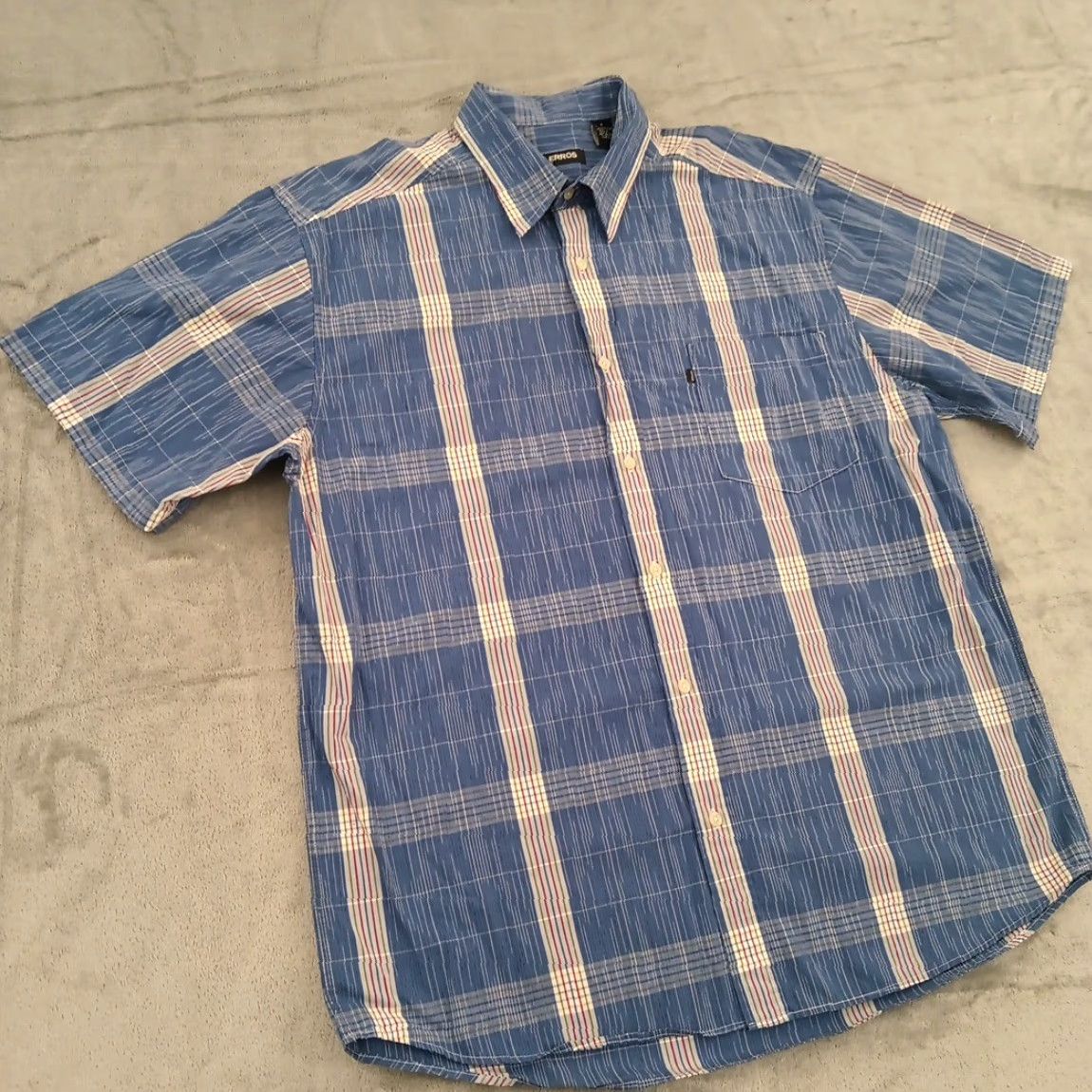 Vintage LERROS Shirt Mens XL Blue Plaid Short Sleeve Button-Up Cotton Size US XL / EU 56 / 4 - 4 Thumbnail