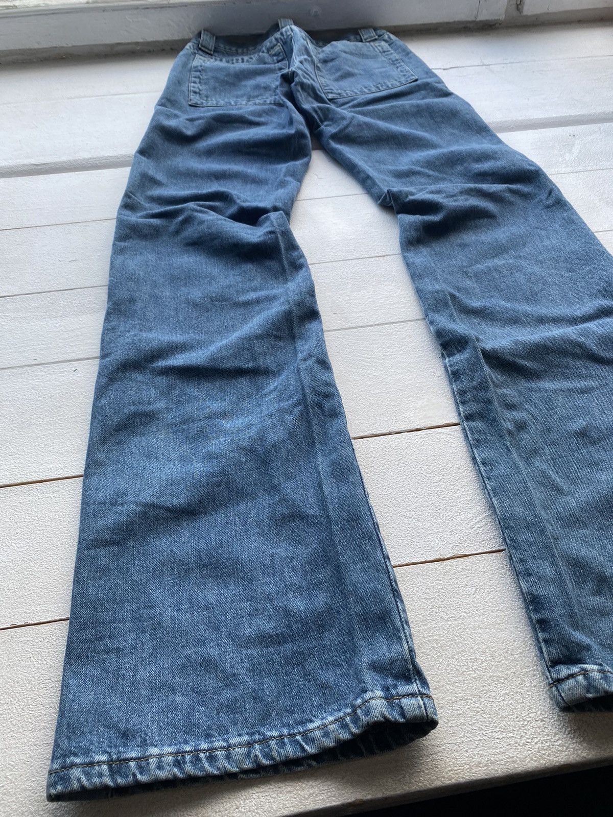 Designer × Dirk Bikkembergs × Vintage 🔥90s Dirk Bikkembergs Flare Bottom Blue Womens Jeans Bell Size 29" - 4 Thumbnail