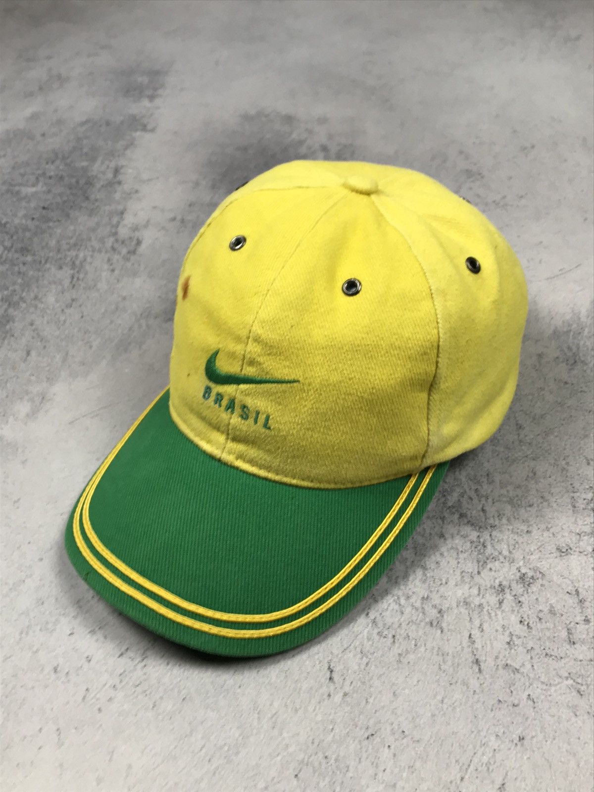 Nike × Vintage Vintage 90s Nike Brasil Brazil Swoosh Soccer Jersey Cap Hat Size ONE SIZE - 2 Thumbnail
