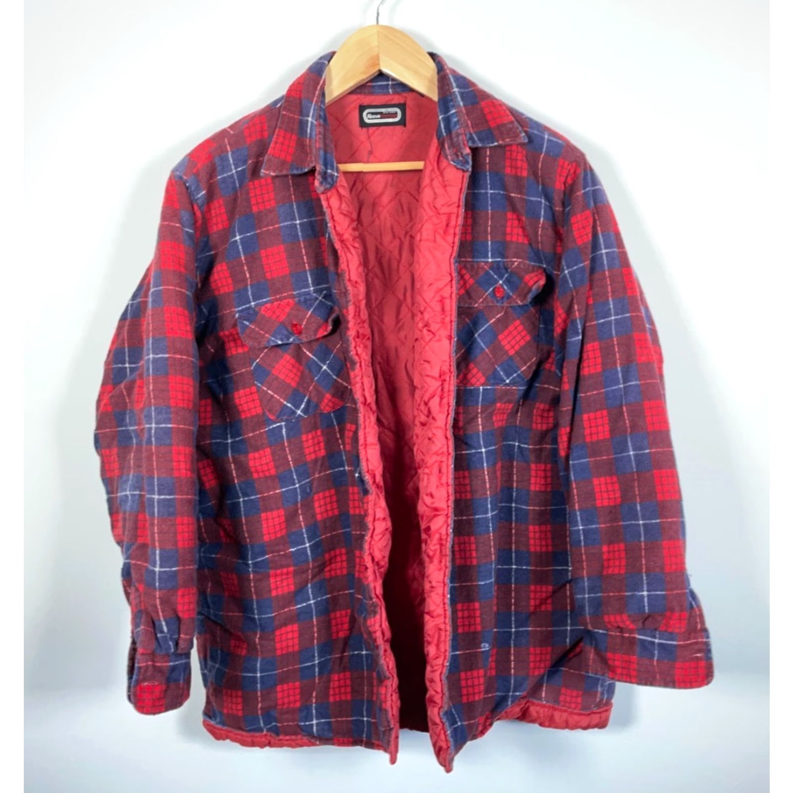 Vintage VINTAGE Above Average Quilted Flannel Shirt Jacket Men XL Tall Red Blue Plaid Insulated Shacket Size US XL / EU 56 / 4 - 2 Thumbnail
