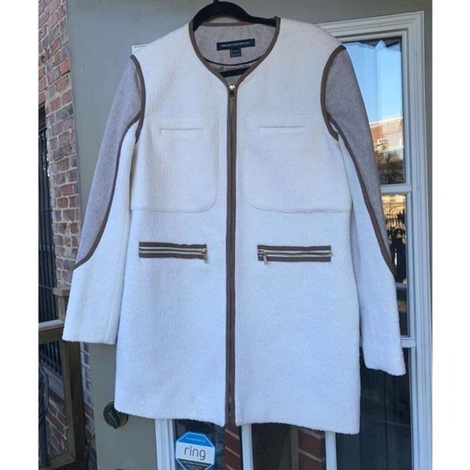 French Connection French Connection EUC Coat Ivory Gray Wool, Sz 10, MP $178 Size L / US 10 / IT 46 - 1 Thumbnail