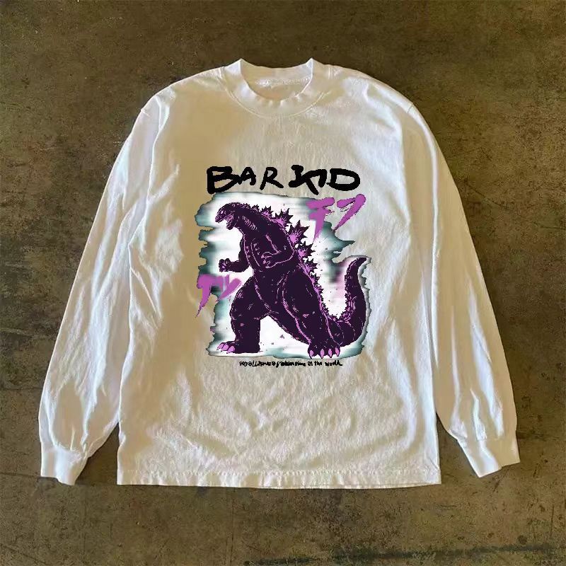 Japanese Brand × Vintage Monster pattern white trendy long sleeve tee Size US M / EU 48-50 / 2 - 1 Thumbnail