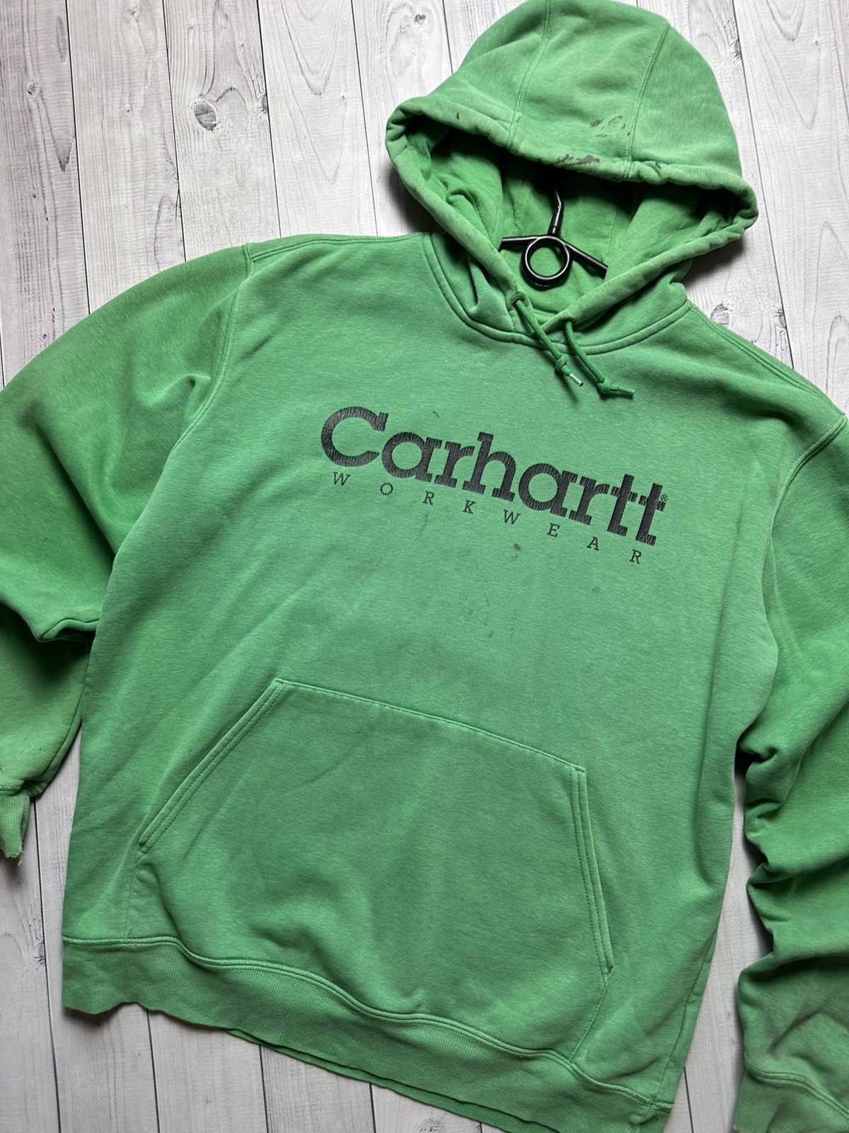 Carhartt Wip × Vintage Vintage Carhartt Wip rare green zip hoodie distressed logo Size US M / EU 48-50 / 2 - 2 Thumbnail