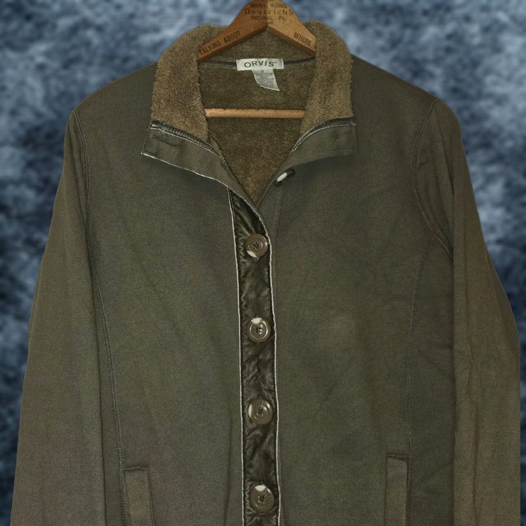Orvis VINTAGE Orvis Cardigan Sweater Womens Small Green Fleece Lined Button Front Long Sleeve Ladies S Green Cardigan Womens Size S / US 4 / IT 40 - 1 Thumbnail