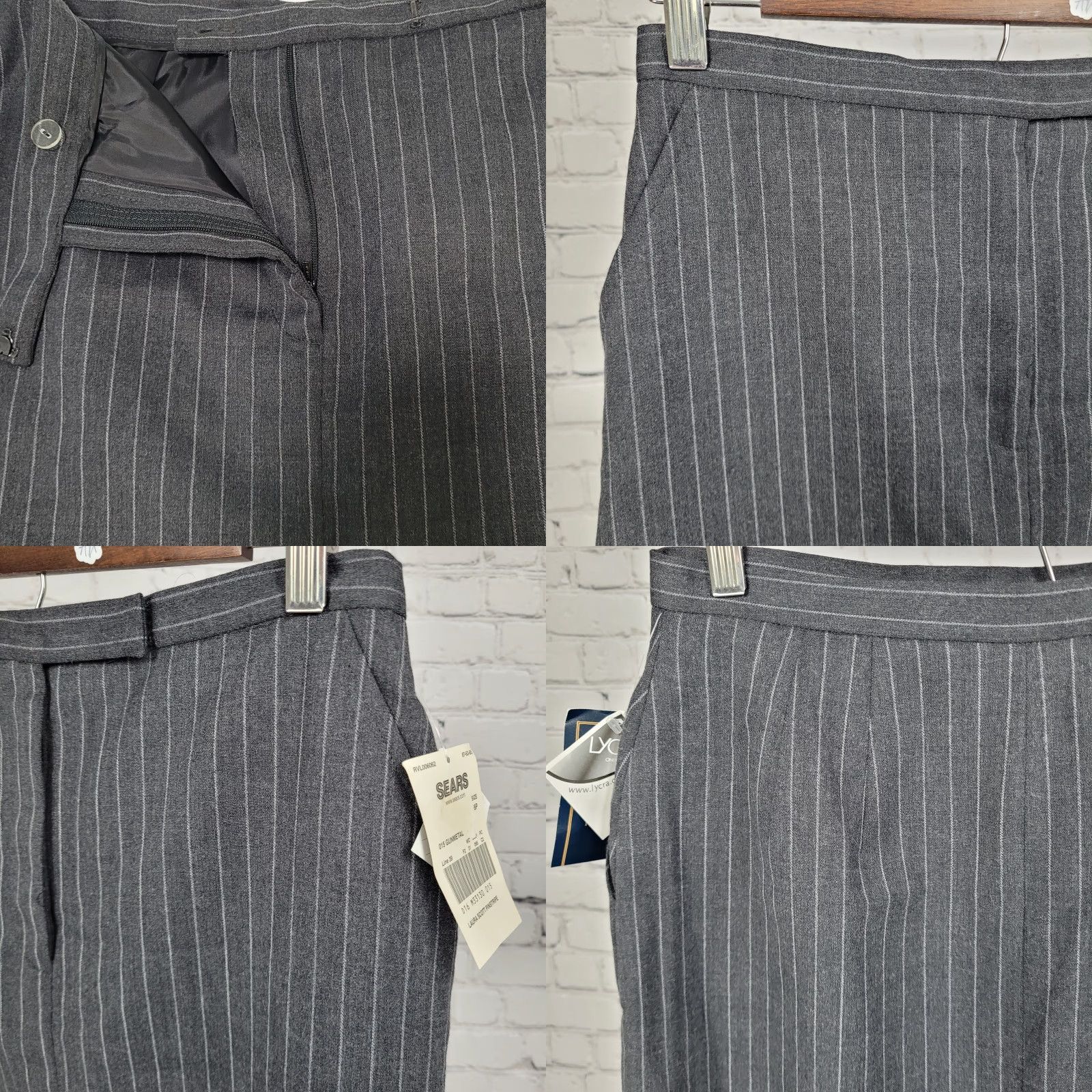 Vintage VTG NWT Laura Scott Gunmetal Grey Wool Blend Pinstriped Lined Skirt Size 6P Size 28" / US 6 / IT 42 - 8 Thumbnail