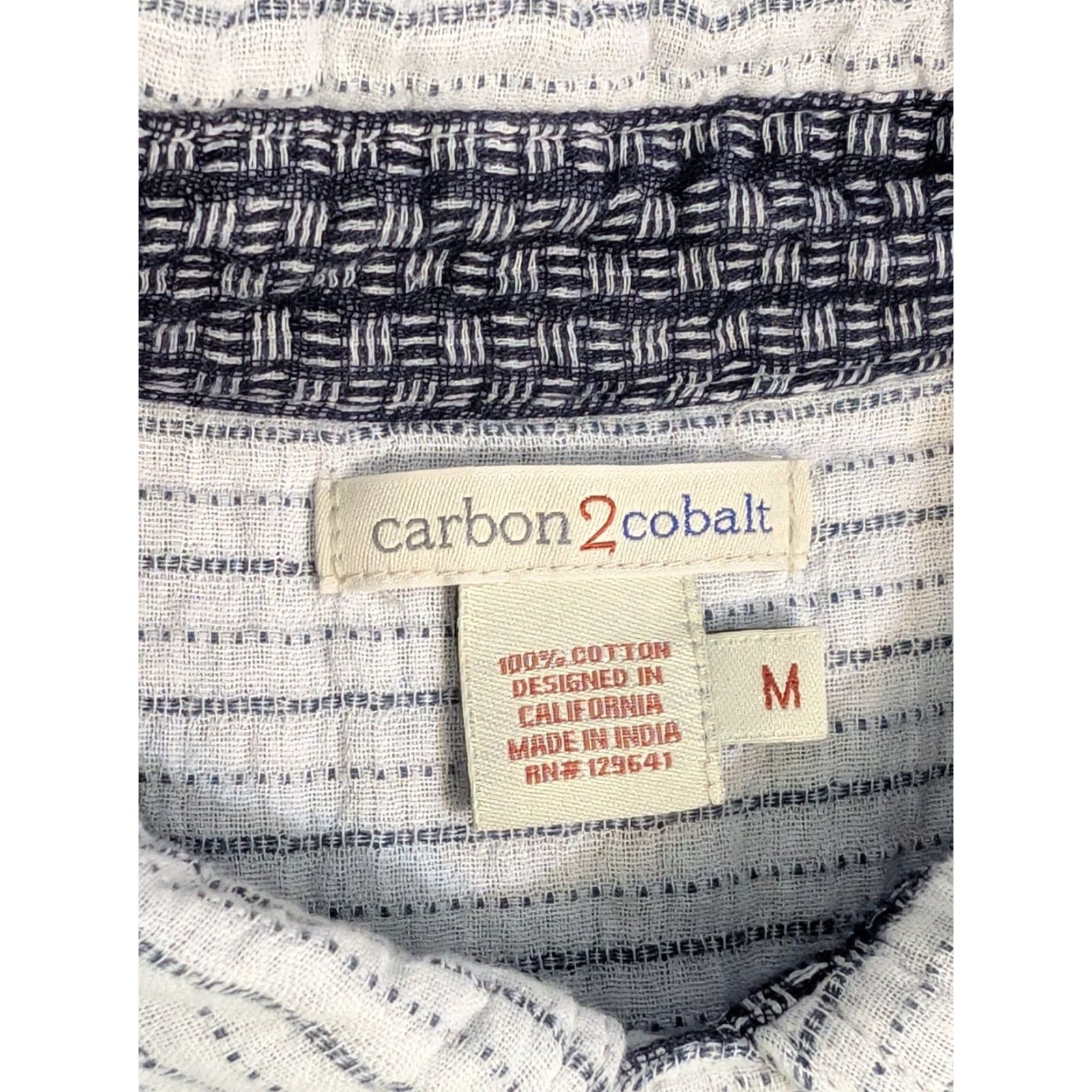 Carbon2Cobalt Carbon 2 Cobalt Shirt Mens M White Geometric Knit Textured Cotton Casual Shirt Size US M / EU 48-50 / 2 - 2 Thumbnail