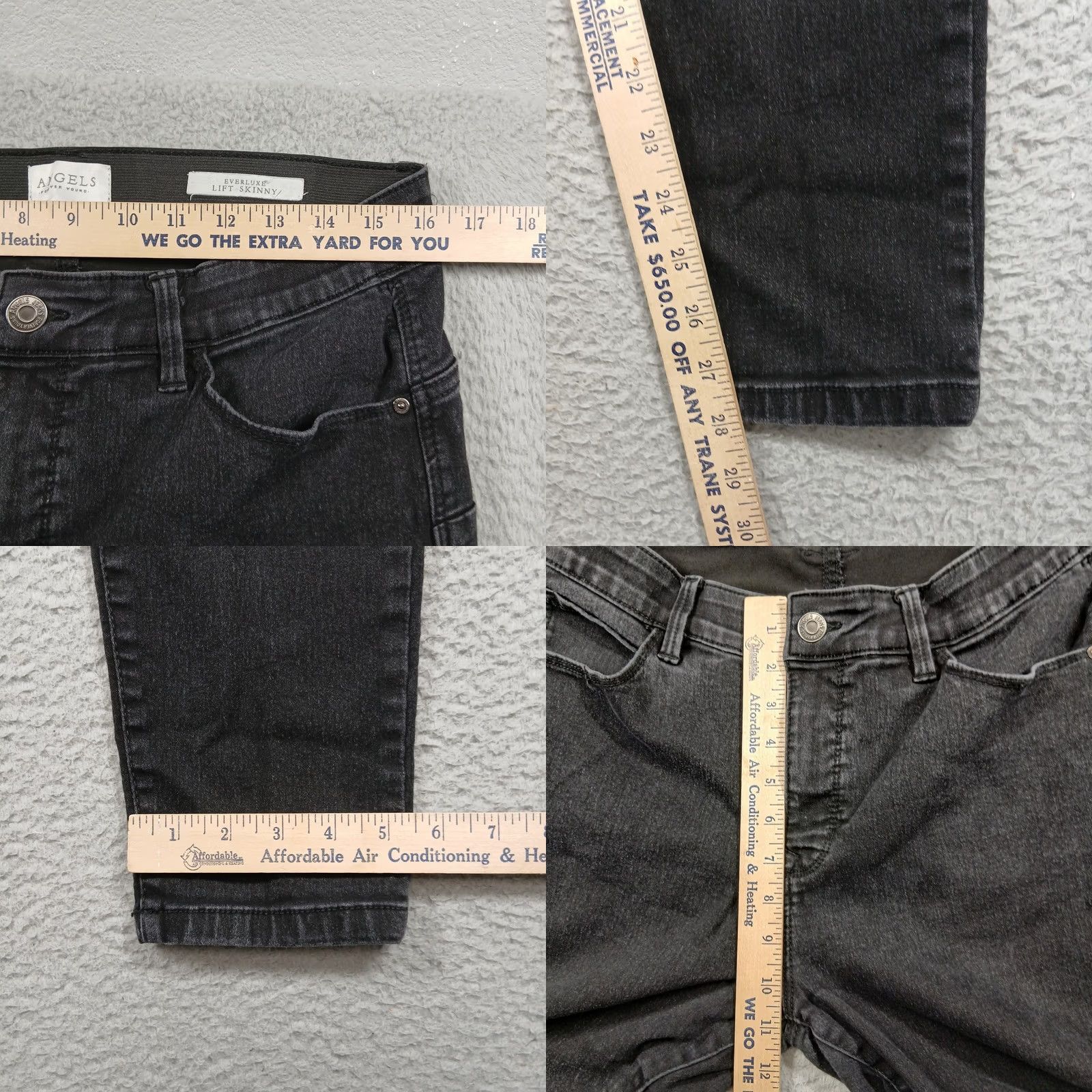 Vintage VINTAGE? No — Angels Forever Young 360 Sculpt Skinny Jeans Black 12/31 Women 31 High Rise Elastic Waist Pockets Shaping Stretch Denim EUC Size 24" / US 00 / IT 34 - 9 Thumbnail