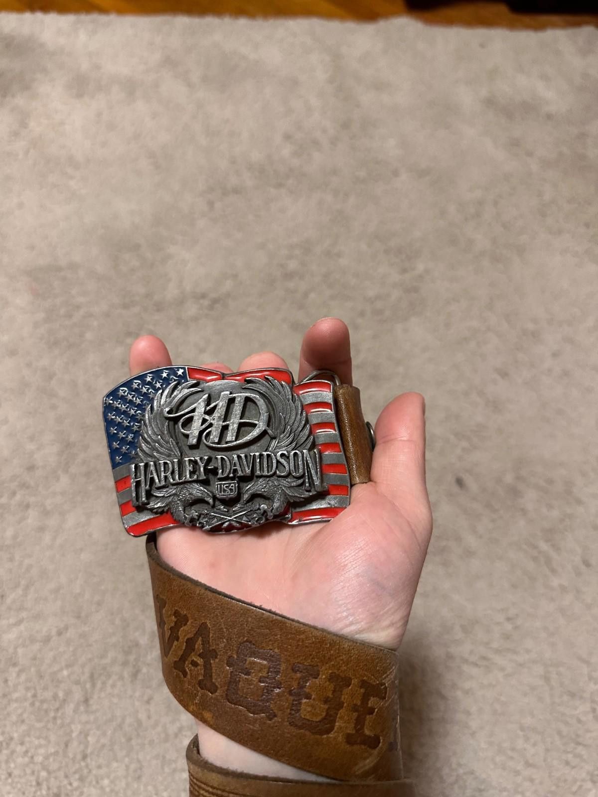 Harley Davidson Harley-Davidson Belt 1990s Stars and Stripes Harley-Davidson Size ONE SIZE - 2 Thumbnail