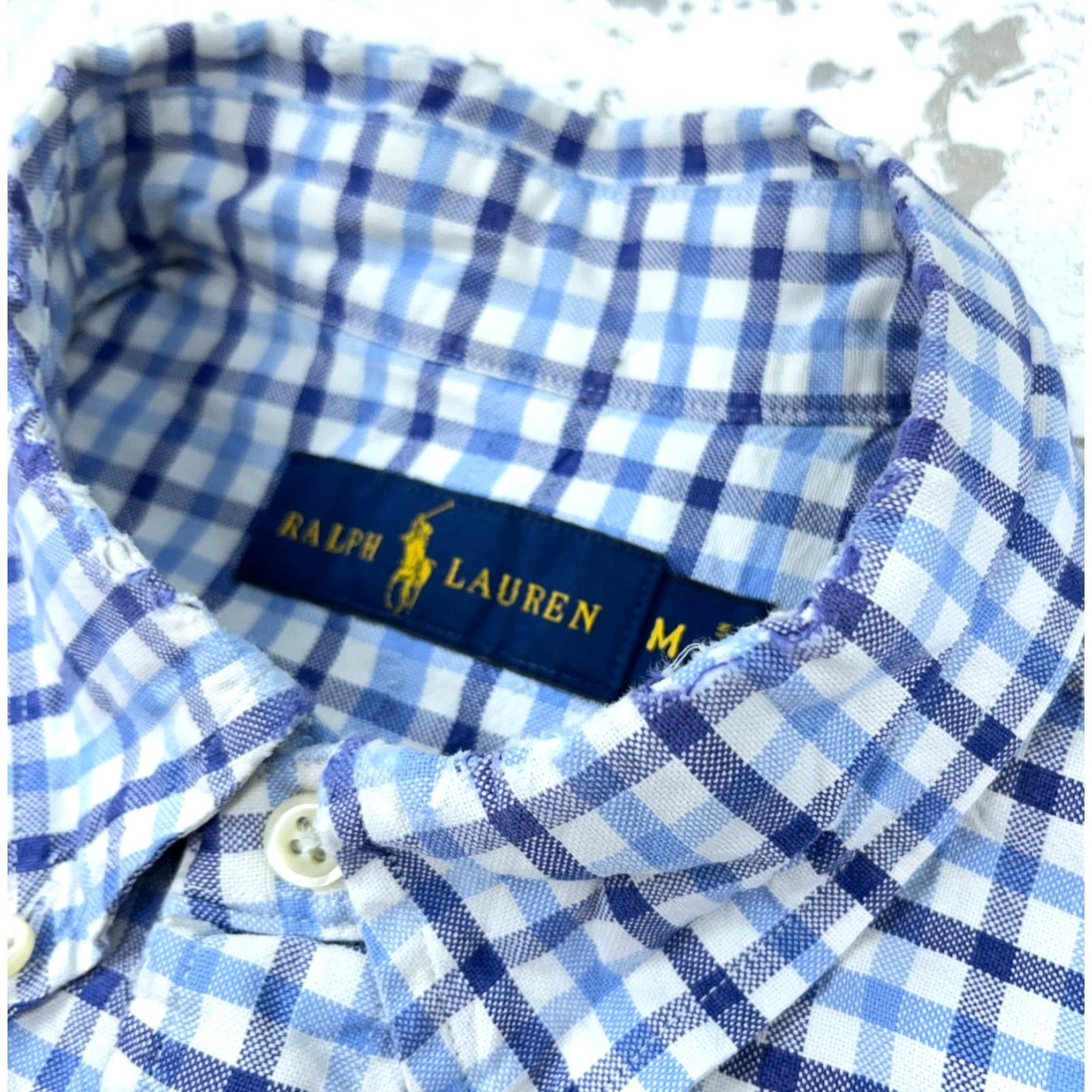 Ralph Lauren Ralph Lauren Shirt Men Medium Blue Button Up Oxford Cloth Tattersall Plaid Dress Shirt Size 40R - 5 Thumbnail