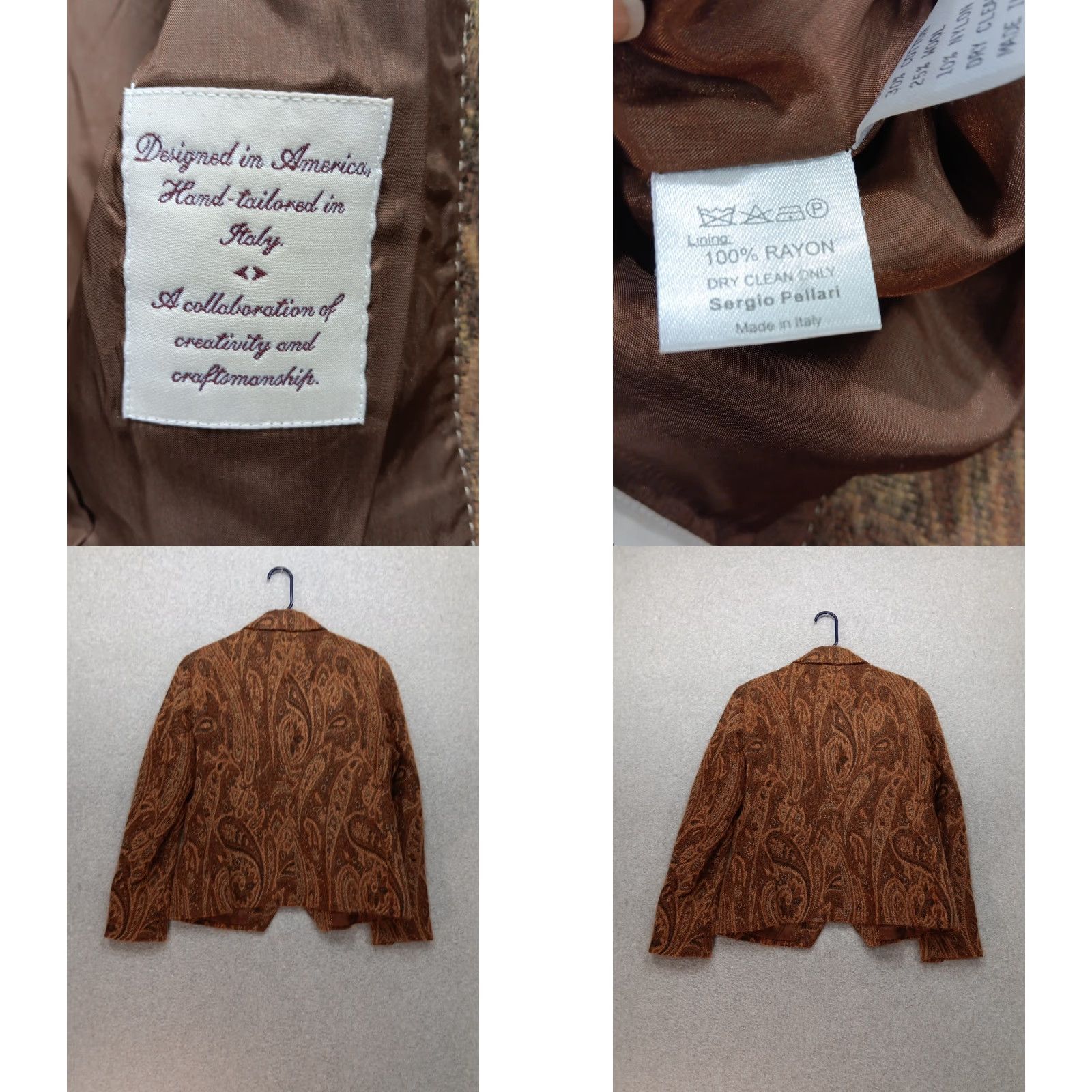 Joseph Abboud Joseph Abboud Collection Blazer Womens 12 Brown Paisley Mohair Wool Blend Italy Blazer Size XL / US 12-14 / IT 48-50 - 9 Thumbnail
