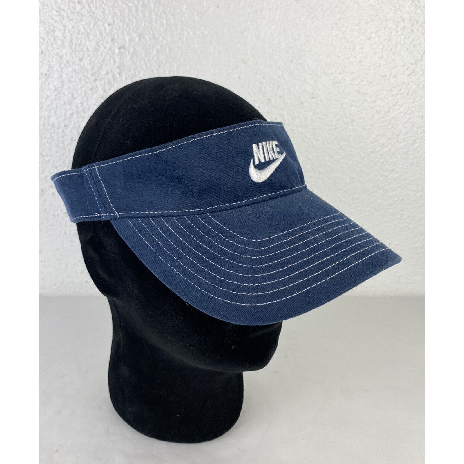 Nike Vtg 90’s Nike Visor Hat Swoosh Logo Blue White Embroidered Size ONE SIZE - 3 Thumbnail