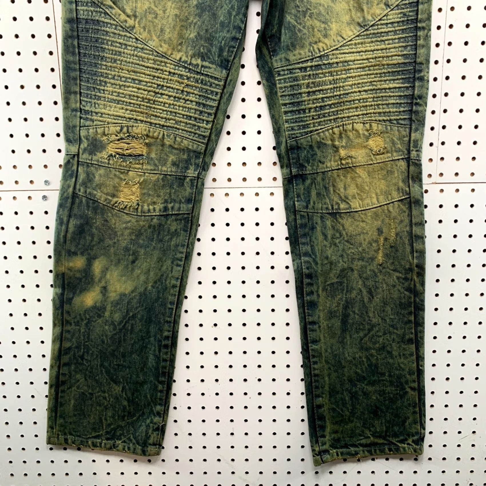Southpole VINTAGE South Pole Moto Denim Jeans Mens 38x34 Green Acid Wash 38x33 Fits 90s Y2K Straight Jeans Mens Size US 38 / EU 54 - 7 Thumbnail