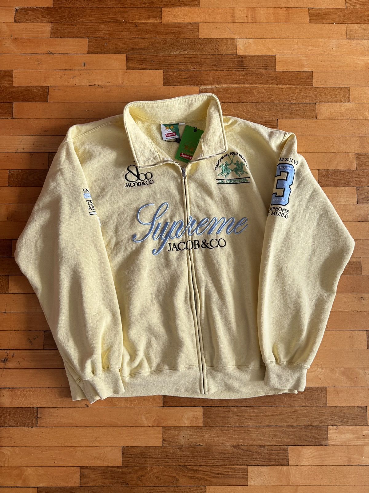 Jacob & Co. × Supreme Supreme La Martina Zip Up Sweater Yellow