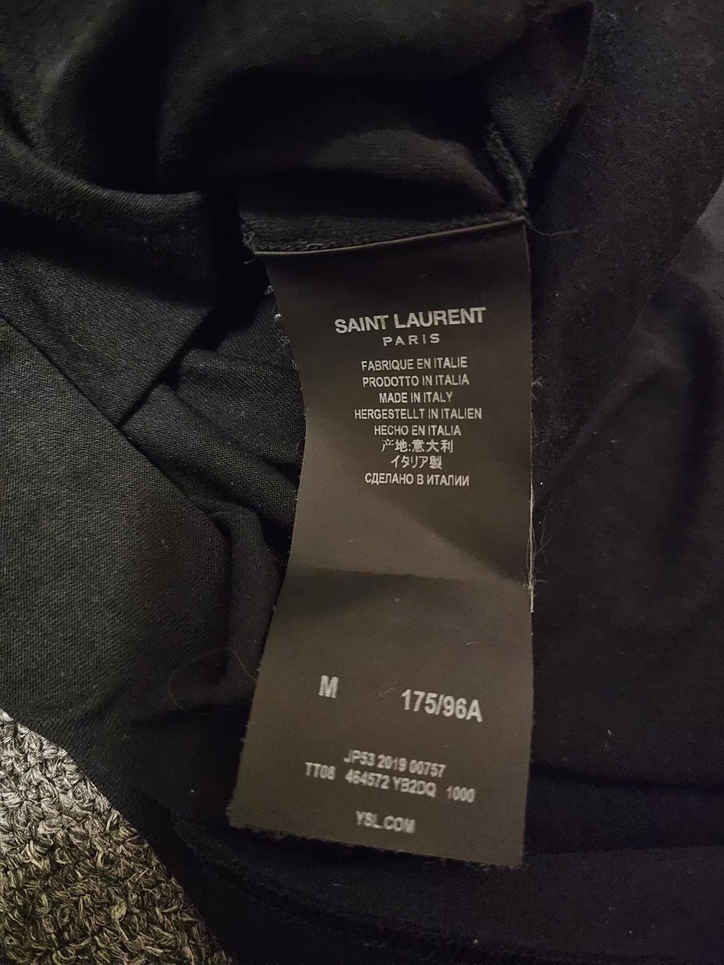 Saint Laurent Paris Saint Laurent Black Short Sleeve T-shirt, Size US M / EU 48-50 / 2 - 5 Thumbnail