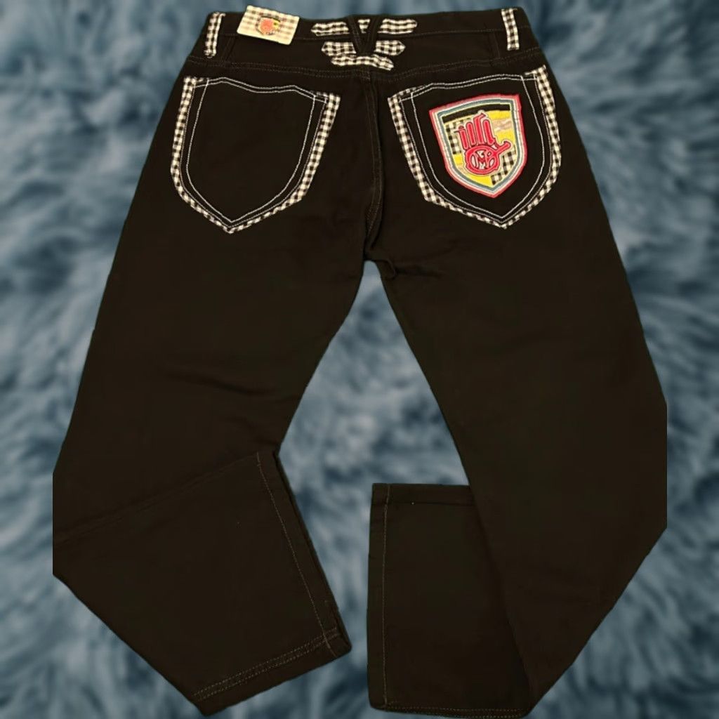 Vintage VINTAGE Miskeen Jeans Baggy Grunge Skater Y2K 38 Black Embroidered Mens Style Wide-Leg 32 Inseam Size US 38 / EU 54 - 1 Thumbnail