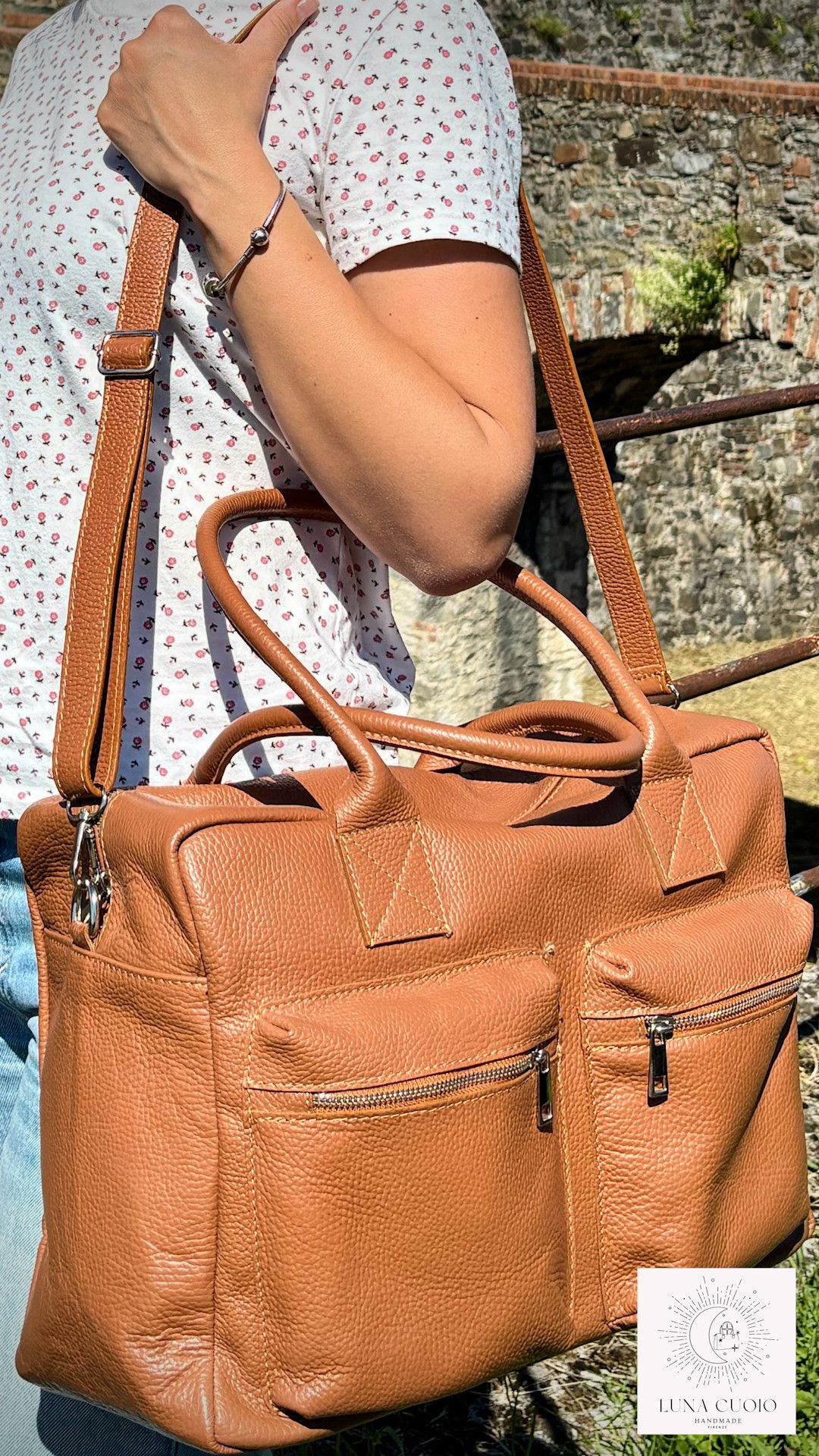 Vera Pelle Leather Travel Bag, Duffel Bag, Weekender bag Size ONE SIZE - 6 Thumbnail