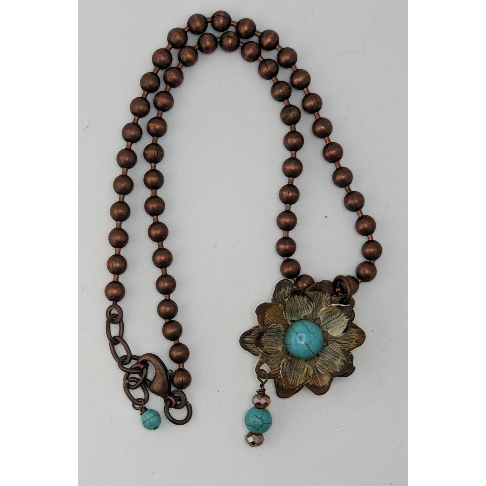 Other Vintage Bohemian Necklace With Turquoise Floral Pendant Copp Size ONE SIZE - 5 Thumbnail
