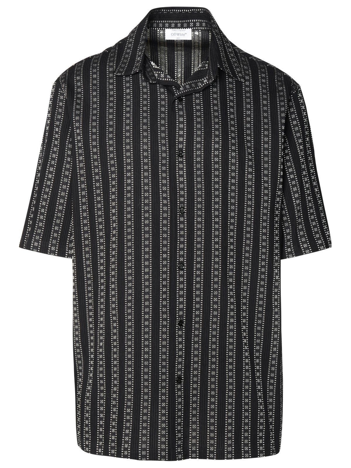 image of Off White Off-White Black Cotton Blend Shirt, Men's (Size Medium)