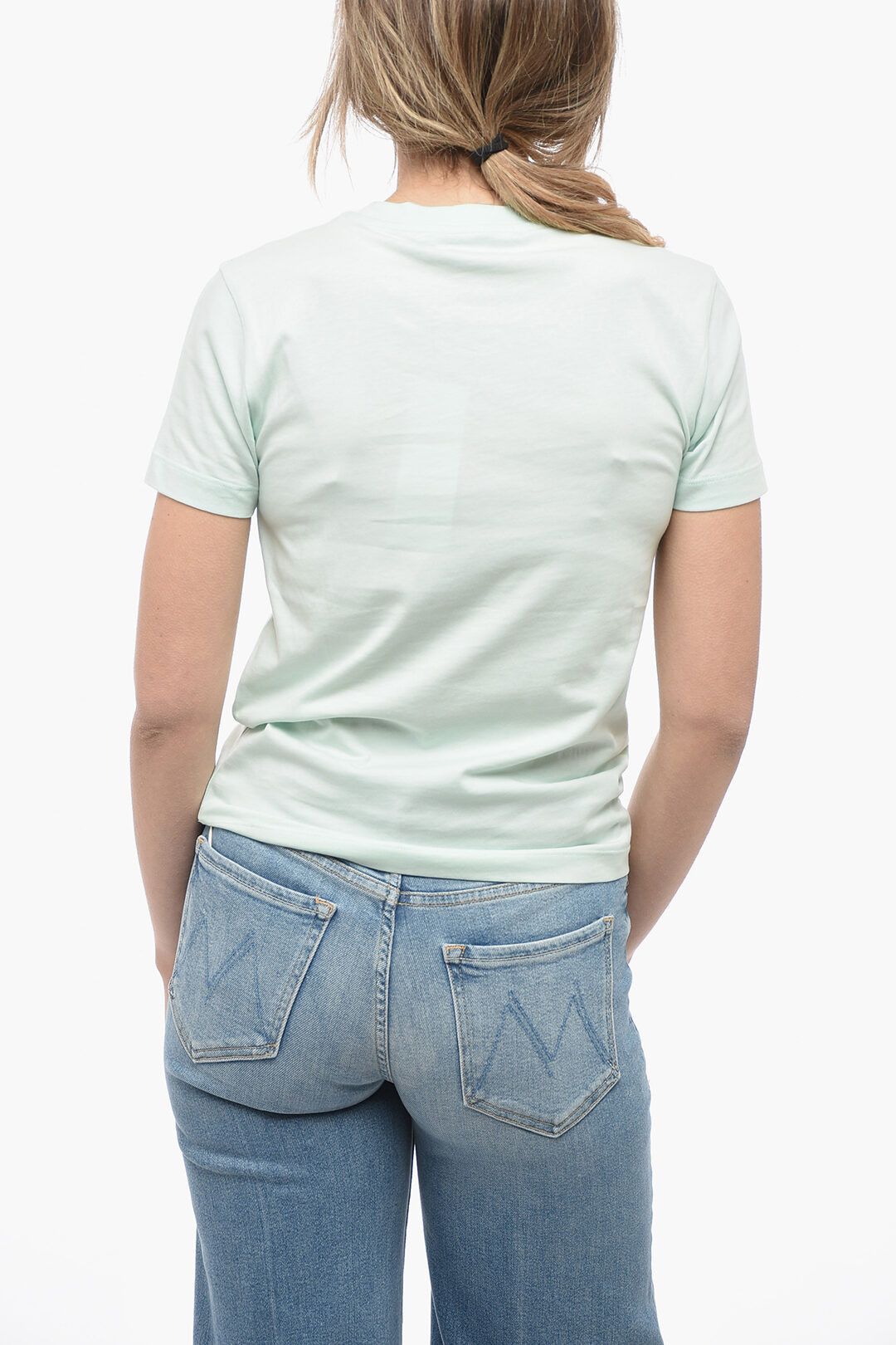 Stella McCartney og1mm0824 Crew Neck Cotton T-Shirt in Light Blue Size XS / US 0-2 / IT 36-38 - 2 Thumbnail