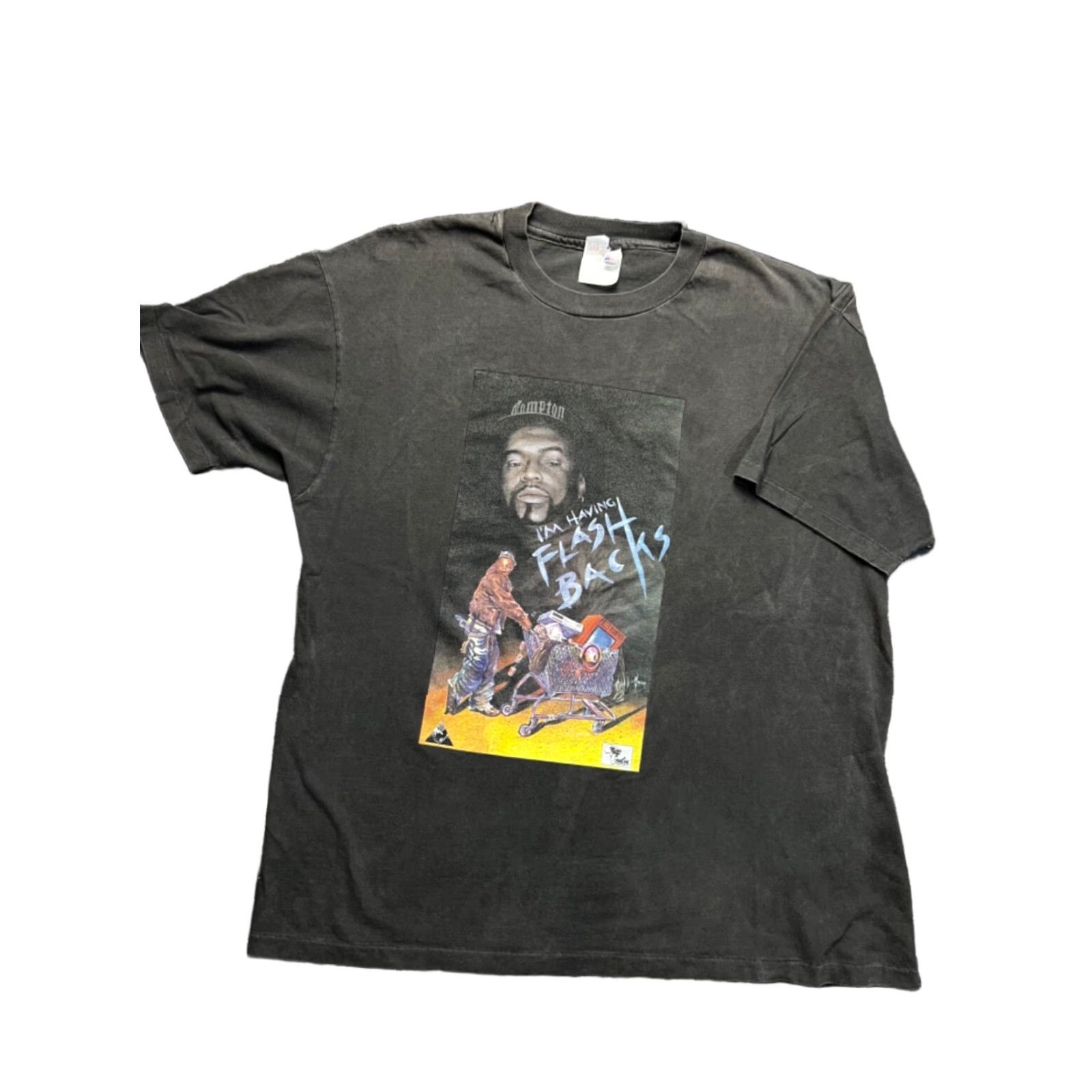 Hanes VINTAGE Larry Locc Im Having Flashbacks Double Sided Rap Tee Zulu International XL Hanes T-Shirt Men Black Short Sleeve Regular Fit Boys? No, Men. Size US XL / EU 56 / 4 - 1 Thumbnail