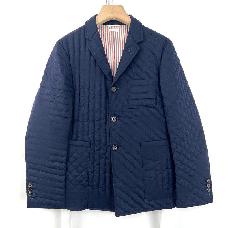 Navy Quilted Down Jacket by Thom Browne-dmc