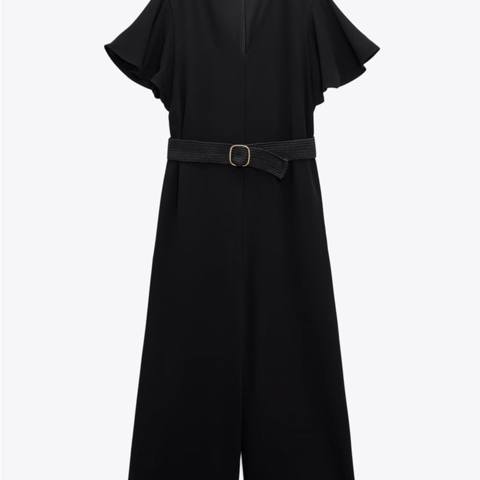 Zara ZARA BELTED RUFFLED JUMPSUIT BLACK Size 26" / US 2 / IT 38 - 10 Thumbnail