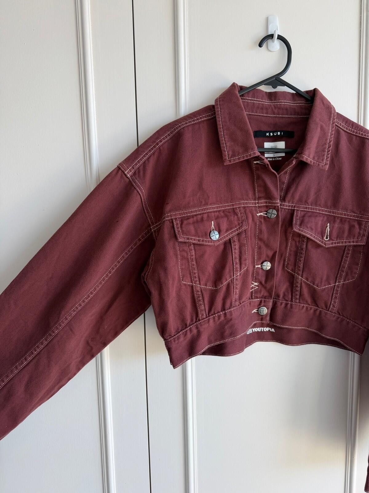 Ksubi new Ksubi womens kommand denim Jacket top small s 8 red Size S / US 4 / IT 40 - 5 Thumbnail