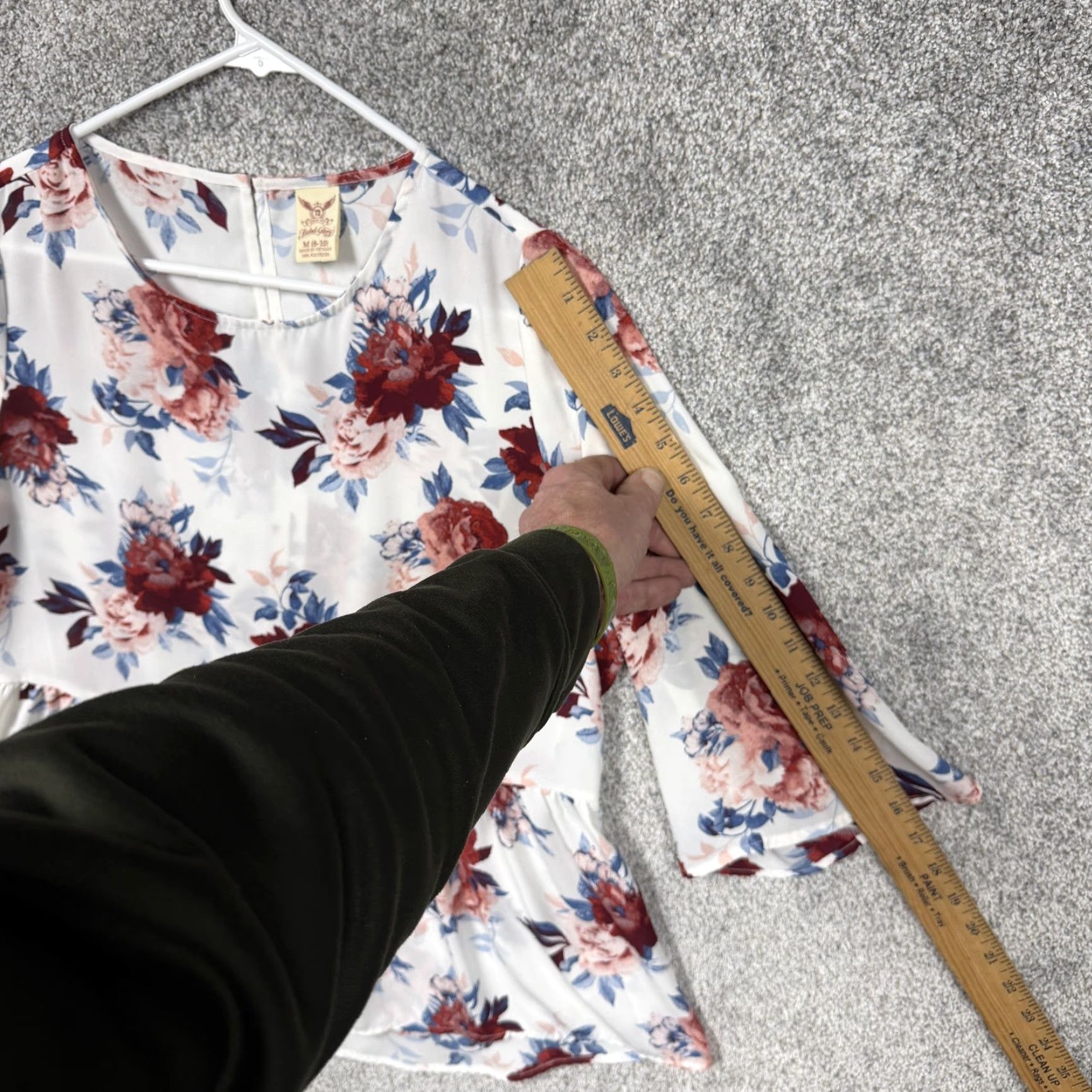 Faded Glory Faded Glory Floral Peplum Blouse M 8-10 Women Bell Sleeve Round Neck Multicolor Floral Casual Party/Cocktail Shirt Ladies B Size M / US 6-8 / IT 42-44 - 3 Thumbnail