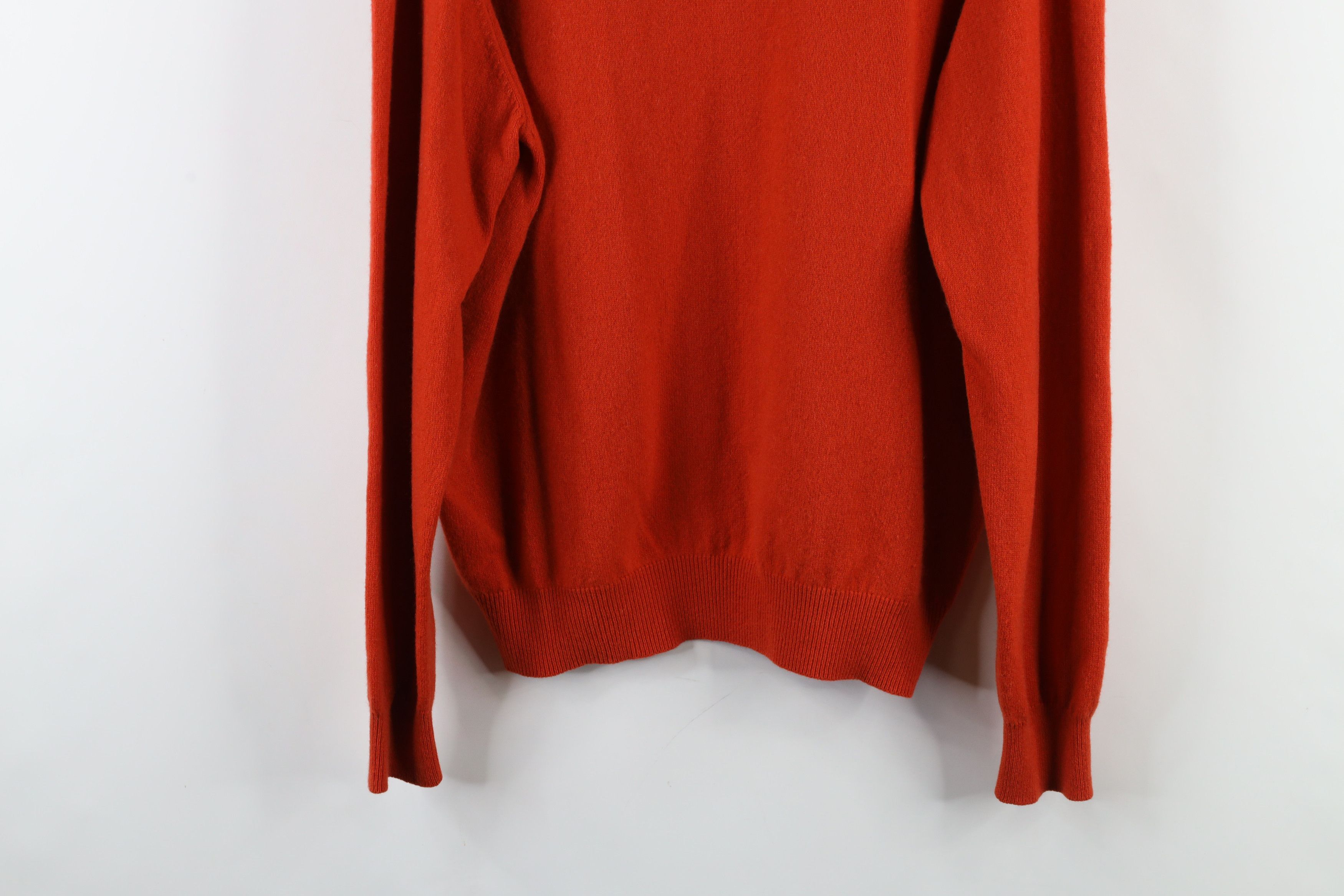 Lands' End × Vintage Vintage 90s Lands End Cashmere Knit V-Neck Sweater Orange Size L / US 10 / IT 46 - 9 Thumbnail