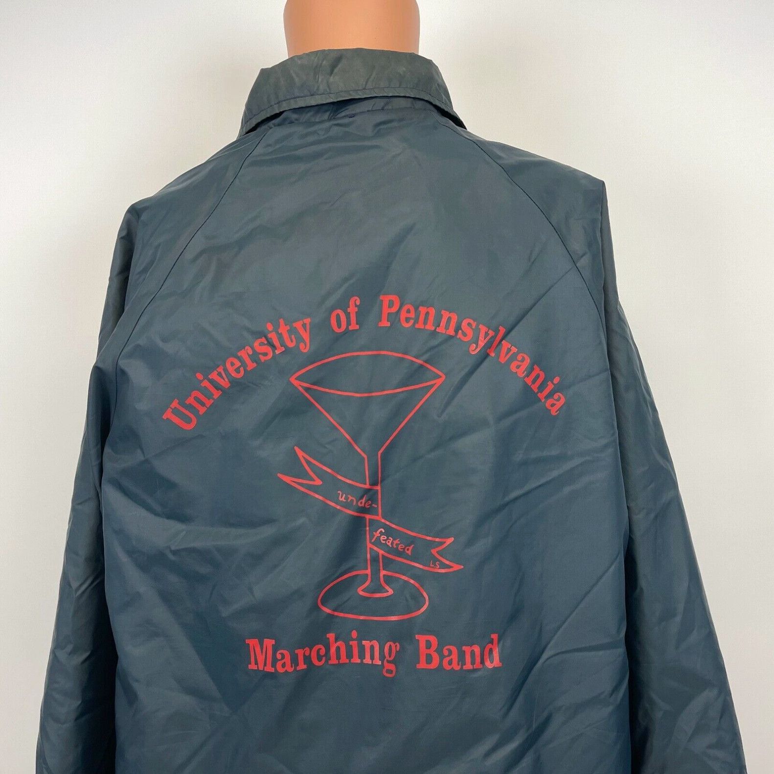 image of Vintage University Of Pennsylvania Marching Band Satin Jacket VTG Ivy League College L in White (Si