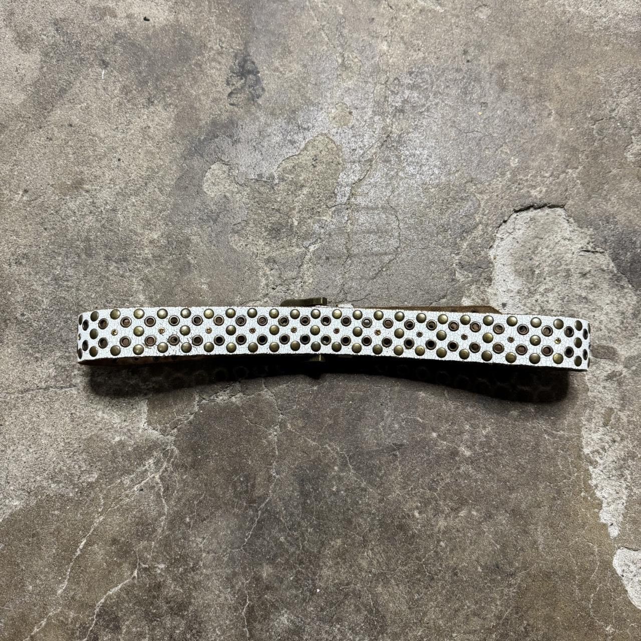 Other 90s Grunge White Leather Belt With Studs Size 30 - 4 Thumbnail
