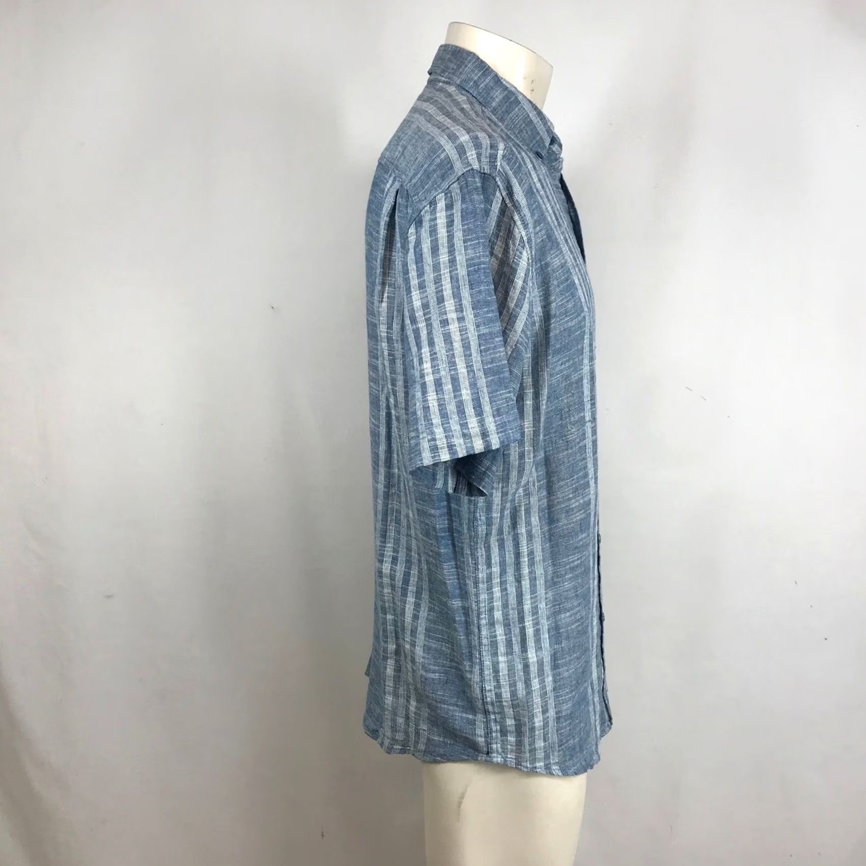 Weatherproof Weatherproof Vintage Shirt, Striped, Linen Blend, Short Sleeve, Button-Down, Blue White, Men, M Size US M / EU 48-50 / 2 - 4 Thumbnail
