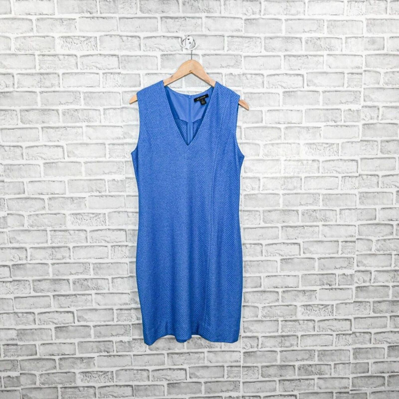 St. John ST. JOHN Ottoman Knit Sheath Dress in Blue size 12 Size XL / US 12-14 / IT 48-50 - 6 Thumbnail