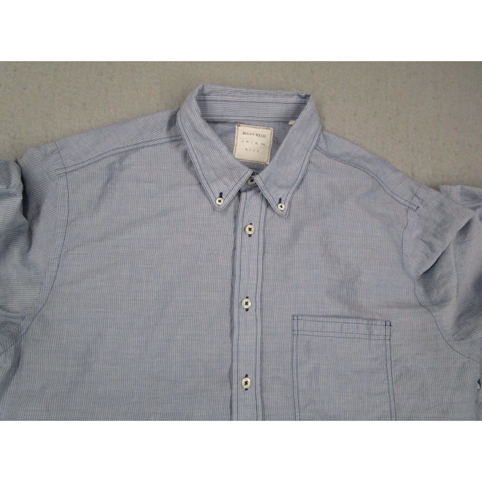 Billy Reid Billy Reid Blue Striped Button-Up Shirt Mens Large Long Sleeve Italian Cotton Size US L / EU 52-54 / 3 - 2 Thumbnail