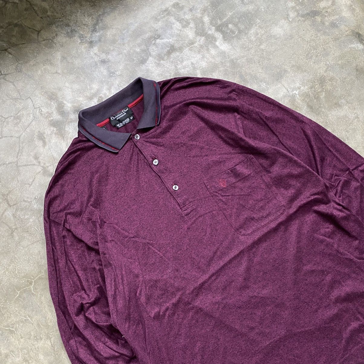 Christian Dior Monsieur 1990s Christian Dior Monsieur Maron Polo LS Shirts Size US L / EU 52-54 / 3 - 2 Thumbnail