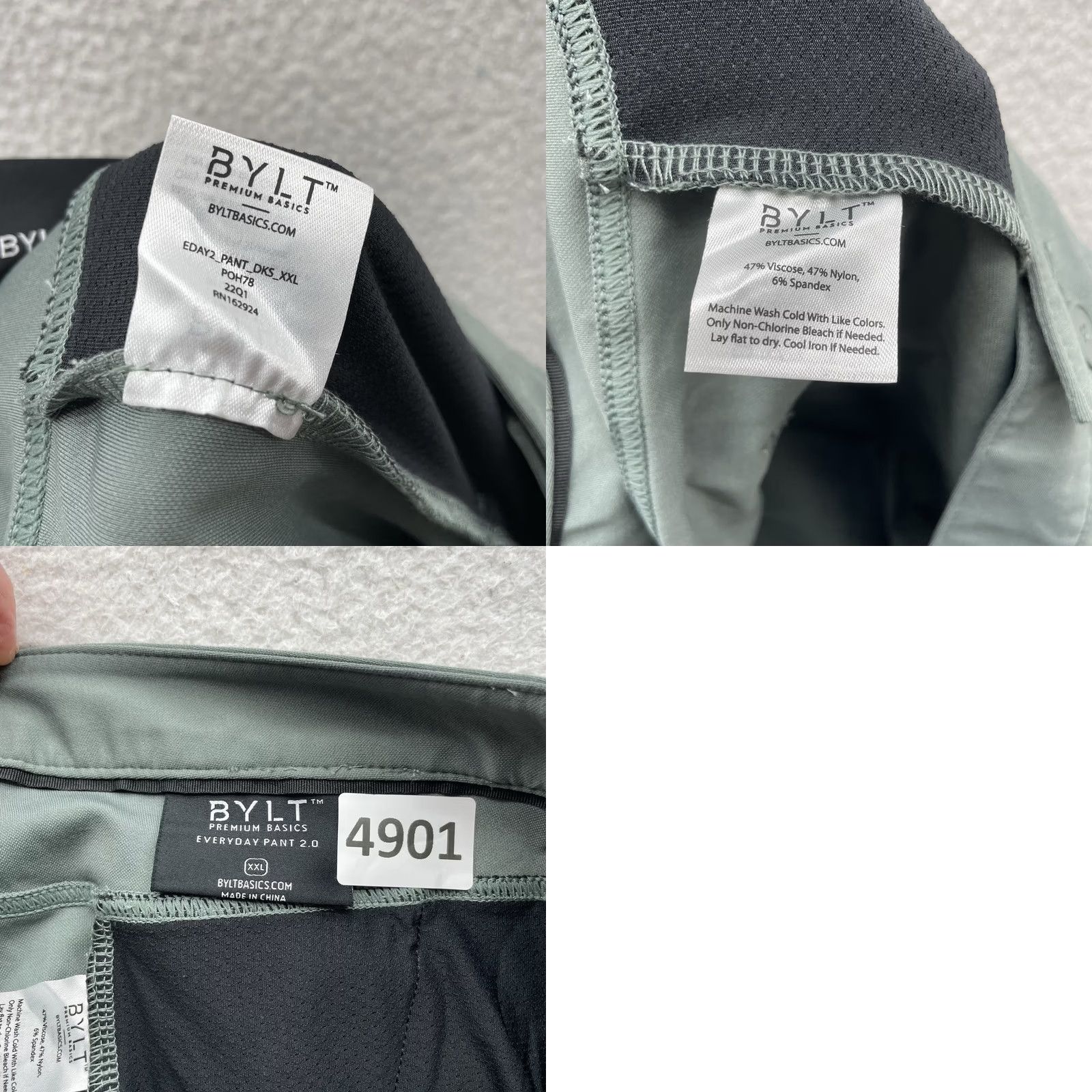 Vintage BYLT Everyday Pants 2.0 Mens 2XL 38x31 Green Chino Performance Stretch Casual Athletic Pants Size US 39 - 9 Thumbnail